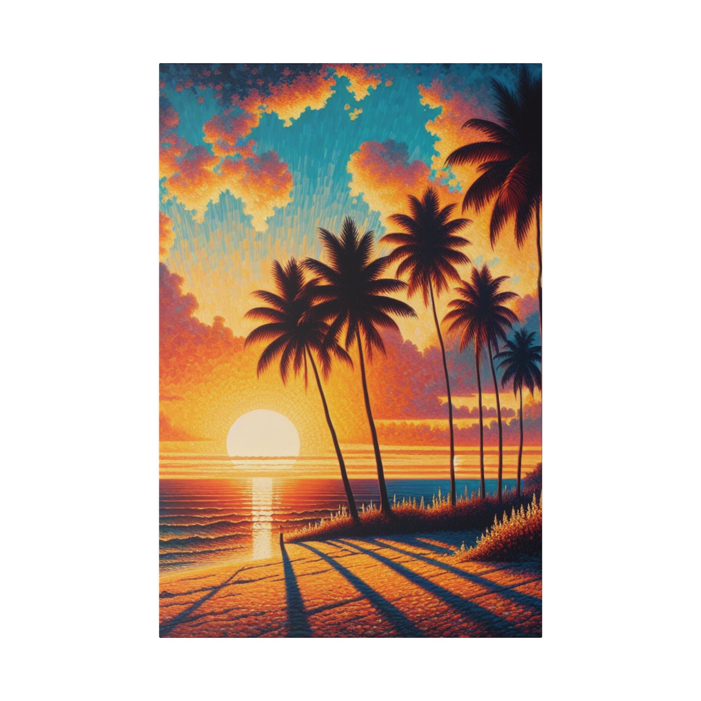 6923K - miami beach art, sunset background, ocean art work, beach art work, sunset designs, miami beach painting, miami beach print