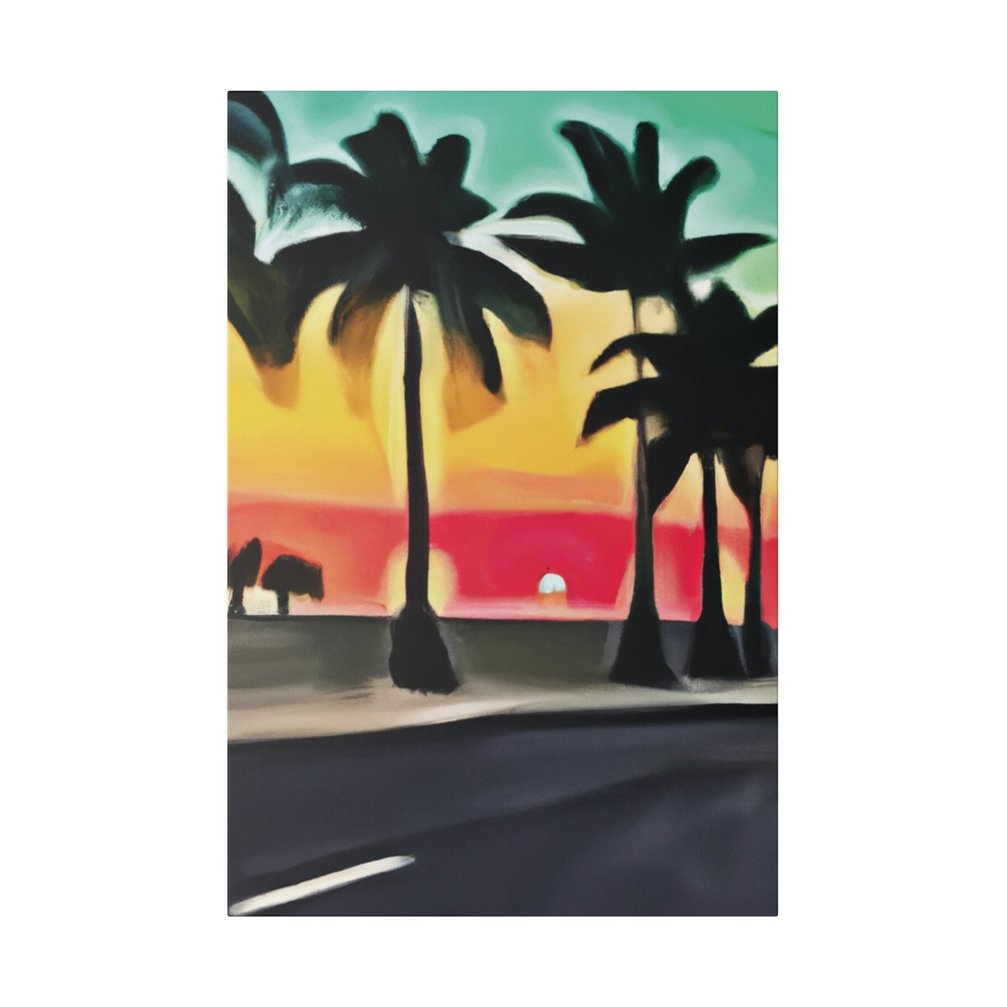 6057U - Miami Beach Sunset Painting Print | Miami | Beach | Sunset | Poster | Home Decor | Wall Art | Canvas