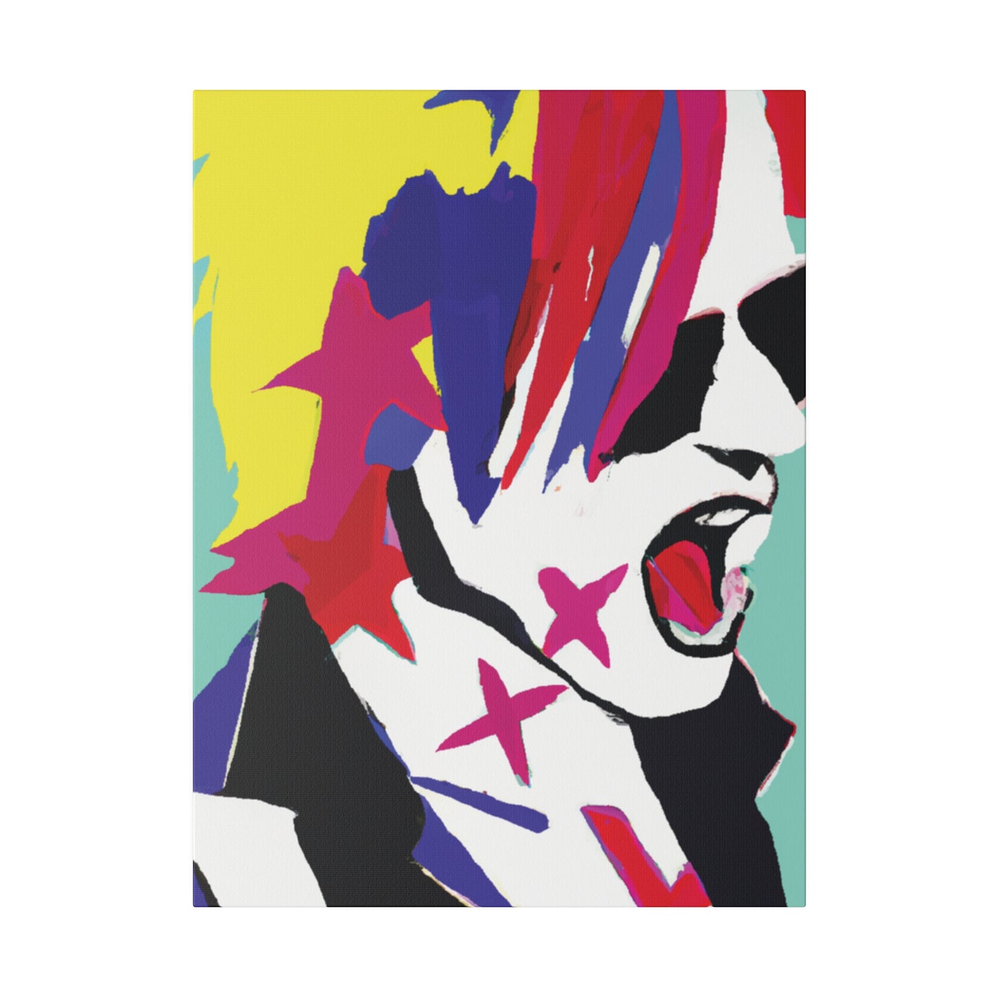 2548K - Rockstar Painting Print | Face | Abstract | Poster | Home Decor | Wall Art | Music Art | Canvas