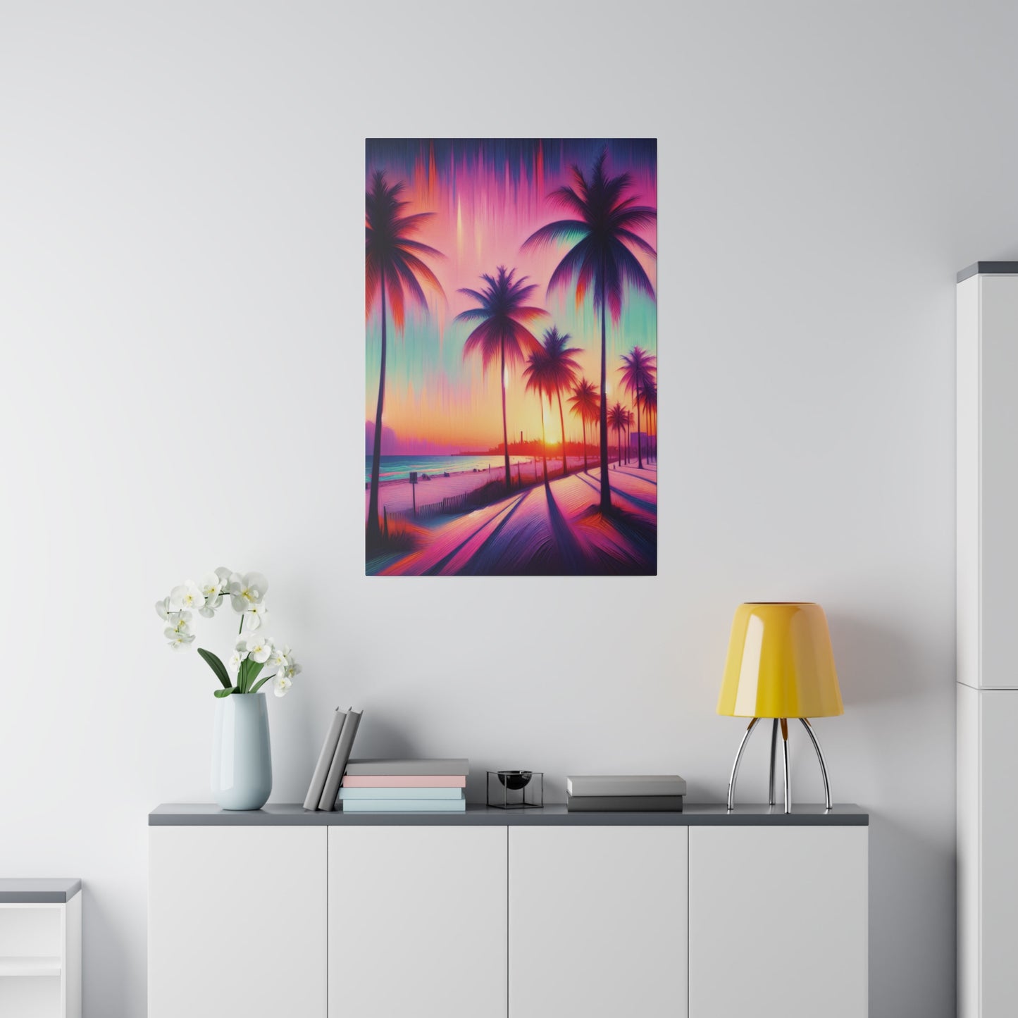 7892Z - miami beach art, sunset background, ocean art work, beach art work, sunset designs, miami beach painting, miami beach print