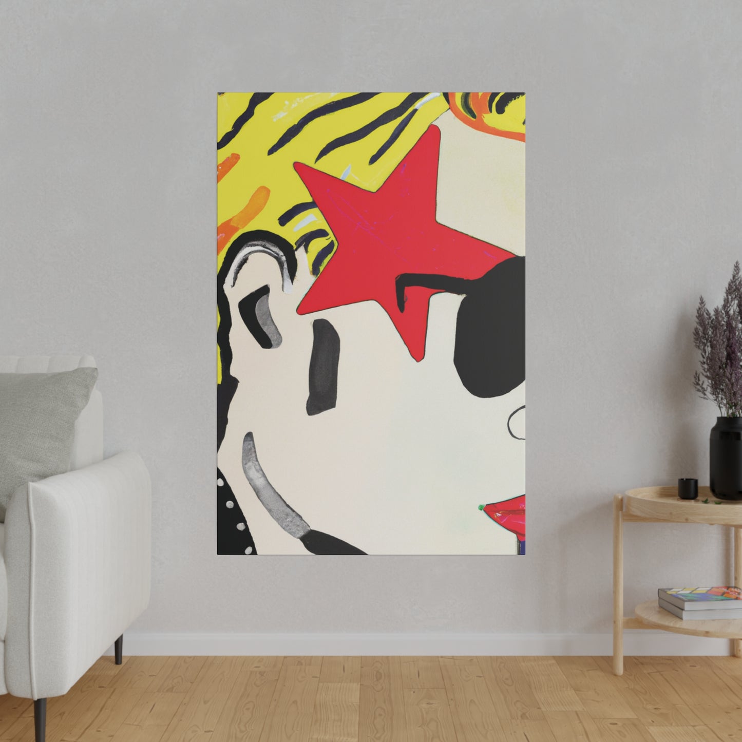 7291W - Rockstar Painting Print | Face | Abstract | Poster | Home Decor | Wall Art | Music Art | Canvas