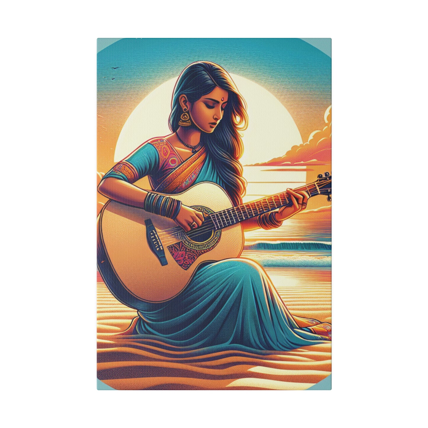 2547G - music art work, musician gift ideas, sunset background, sunset designs, ocean art work, beach art work, guitar art work, guitar player