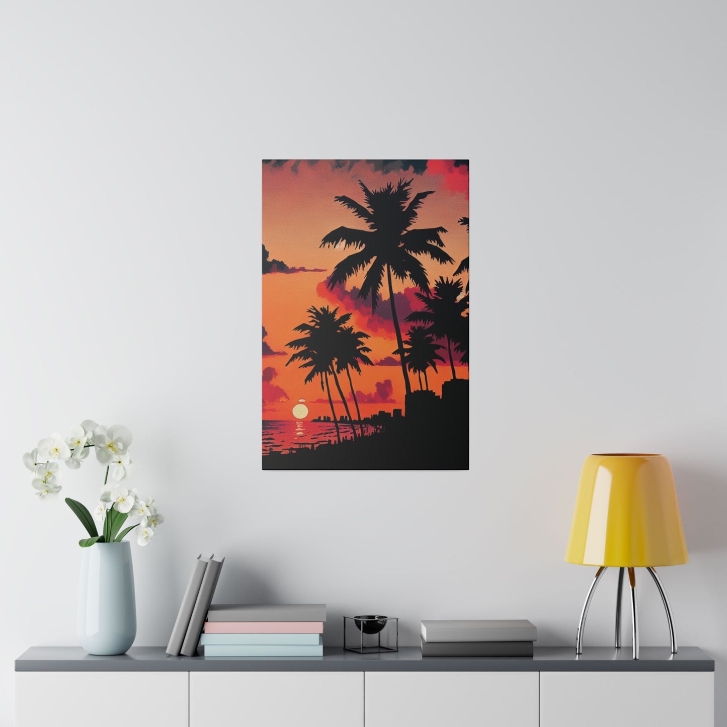 5634M - miami beach art, sunset background, ocean art work, beach art work, sunset designs, miami beach painting, miami beach print