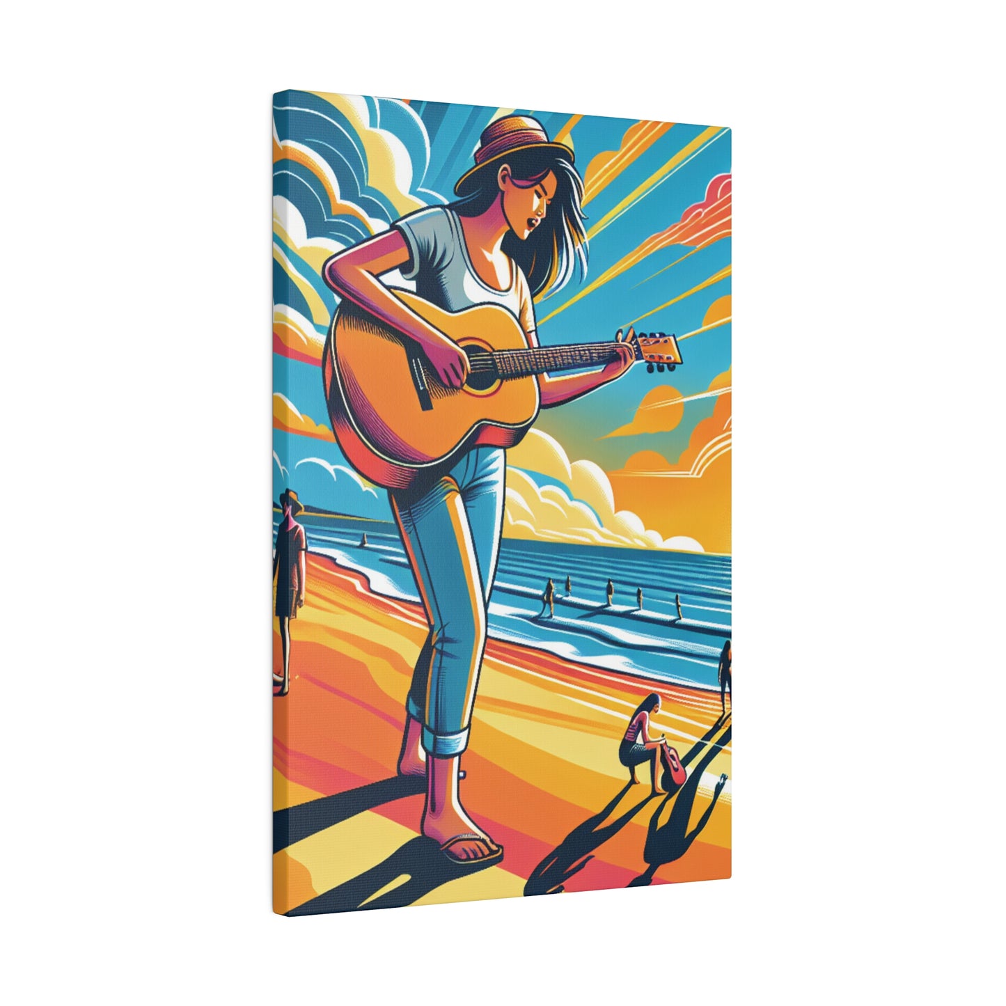 8246J - music art work, musician gift ideas, sunset background, sunset designs, ocean art work, beach art work, guitar art work, guitar player