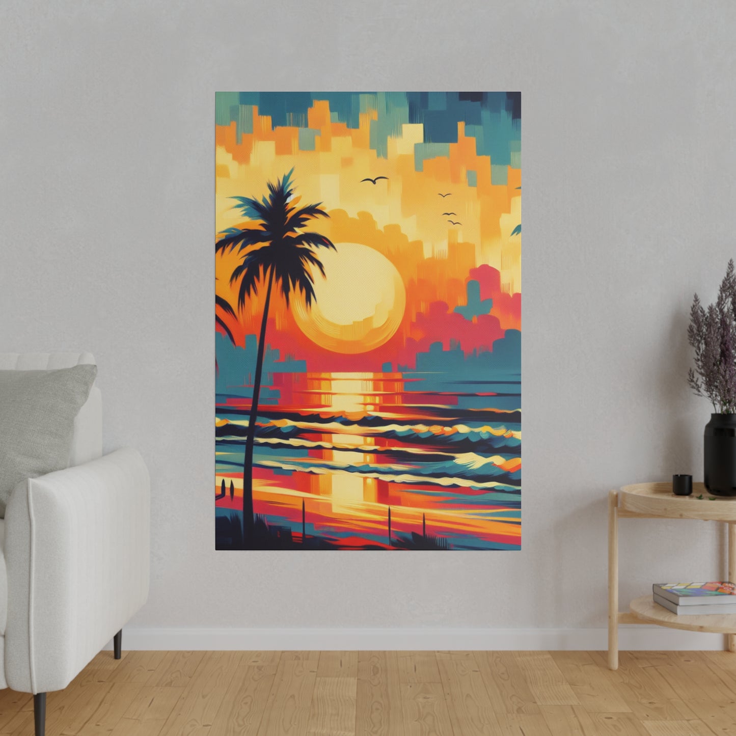 6284F - Miami Beach Sunset Painting Print | Miami | Beach | Sunset | Poster | Home Decor | Wall Art | Canvas