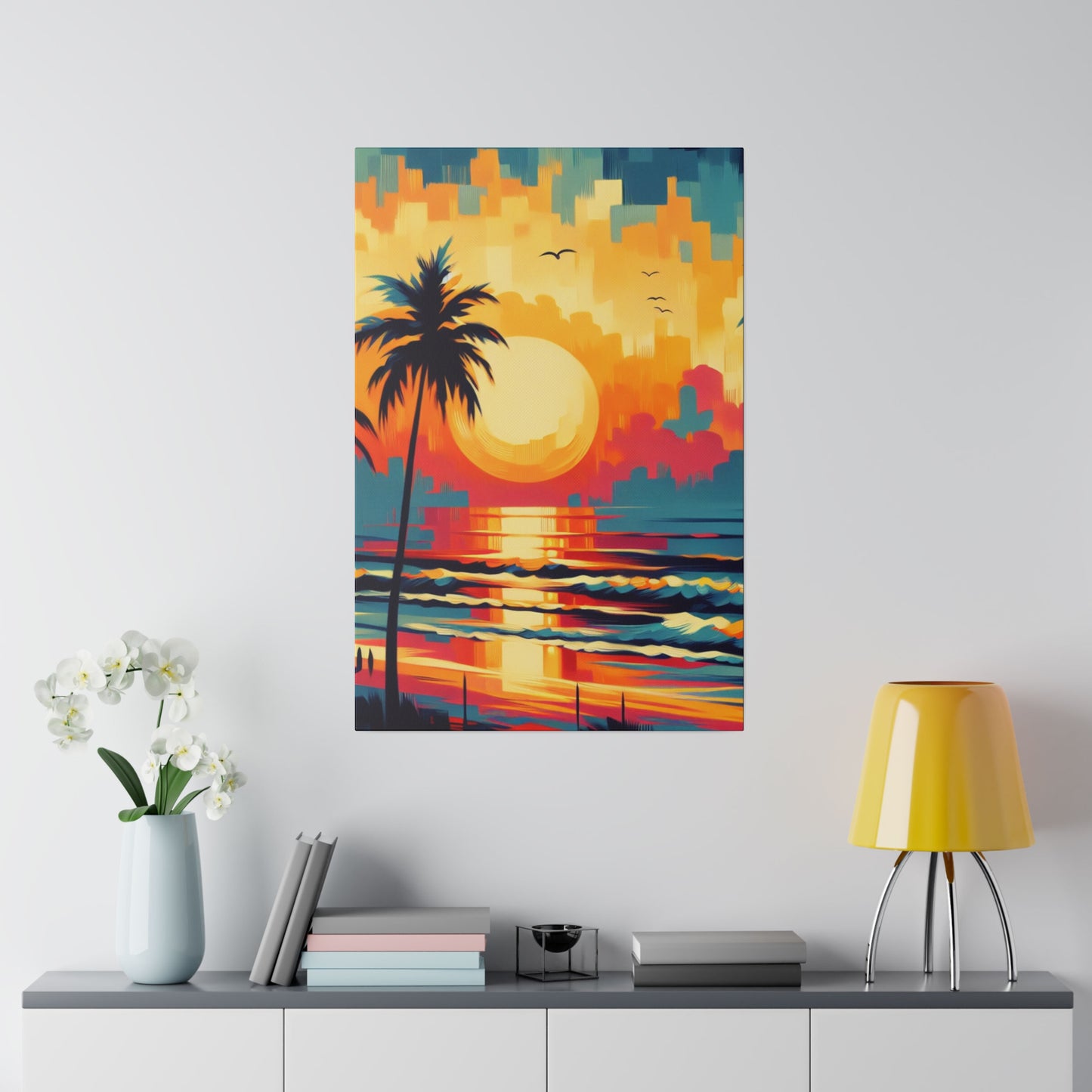 6284F - Miami Beach Sunset Painting Print | Miami | Beach | Sunset | Poster | Home Decor | Wall Art | Canvas