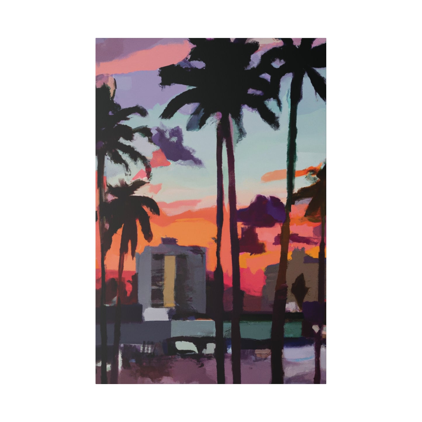 8405R - Miami Beach Sunset Painting Print | Miami | Beach | Sunset | Poster | Home Decor | Wall Art | Canvas