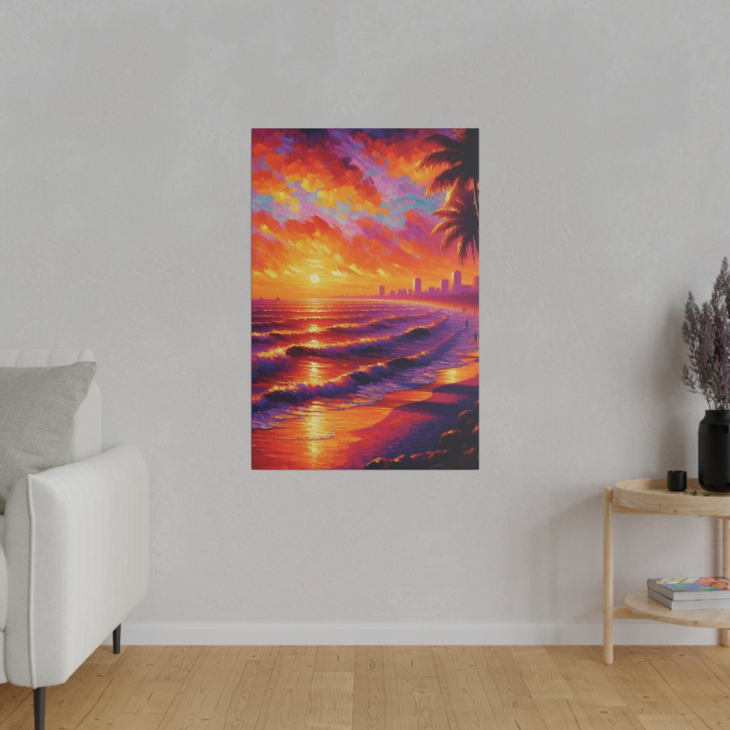 7543E - miami beach art, sunset background, ocean art work, beach art work, sunset designs, miami beach painting, miami beach print