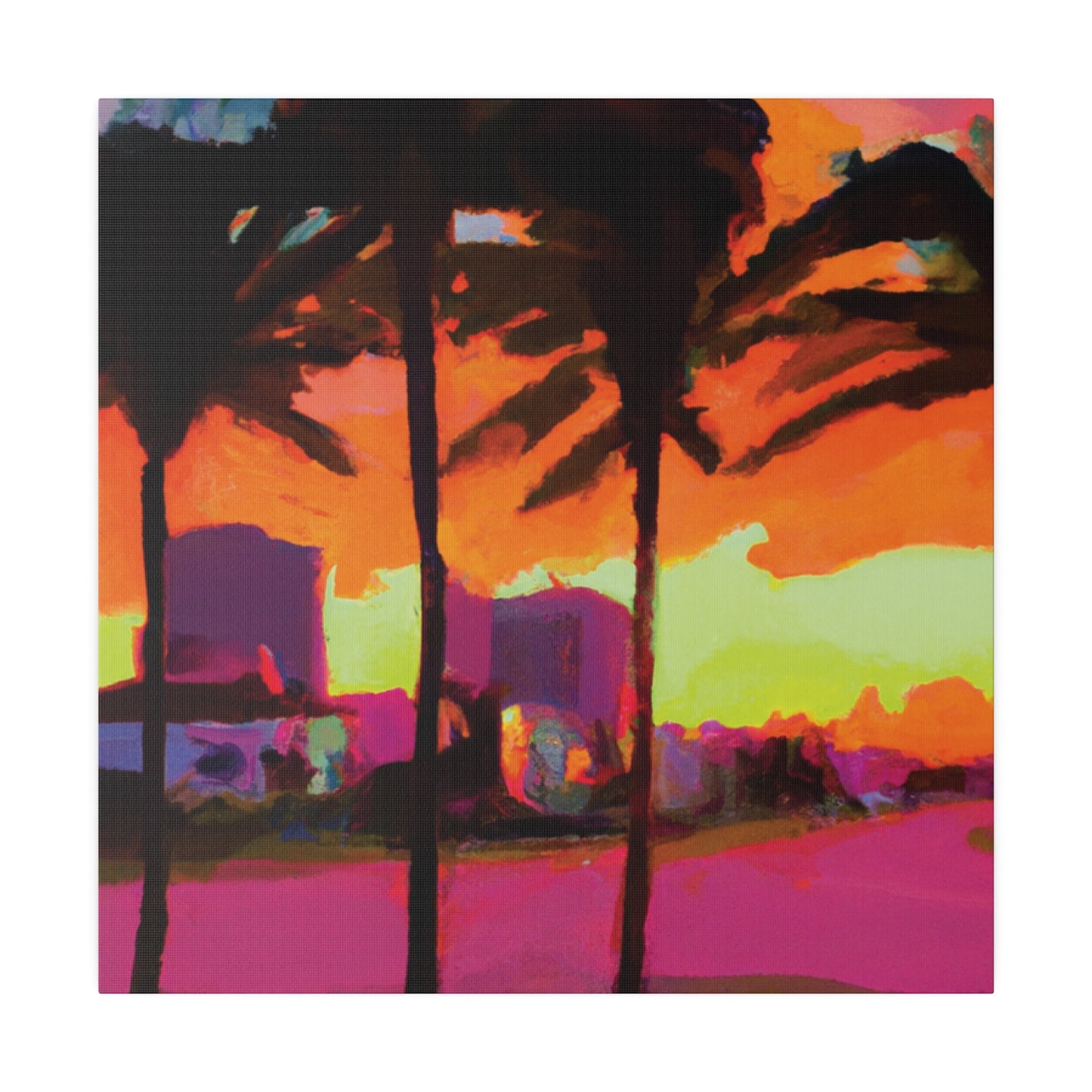 4596G - Miami Beach Sunset Painting Print | Miami | Beach | Sunset | Poster | Home Decor | Wall Art | Canvas