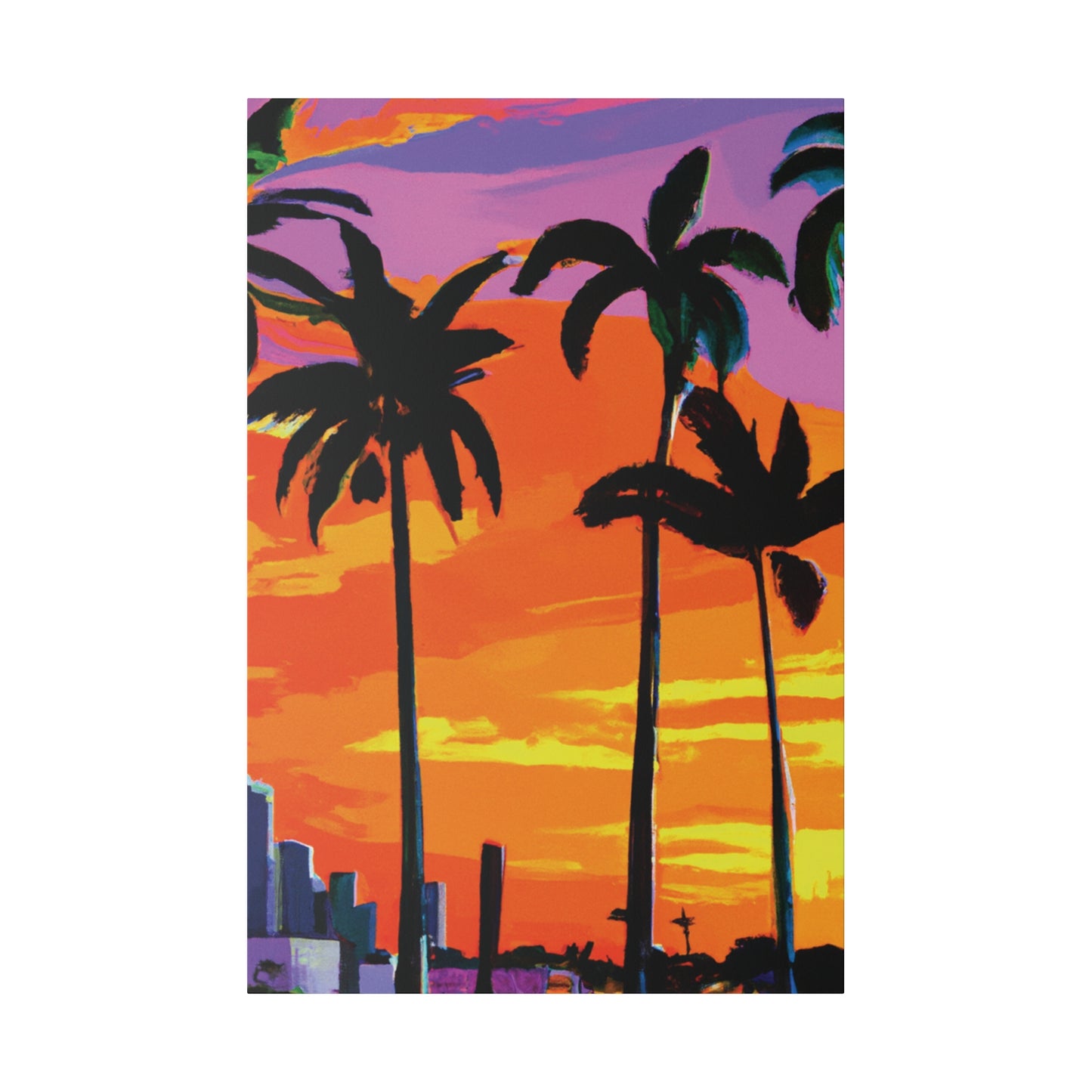 7834K - Miami Beach Sunset Painting Print | Miami | Beach | Sunset | Poster | Home Decor | Wall Art | Canvas