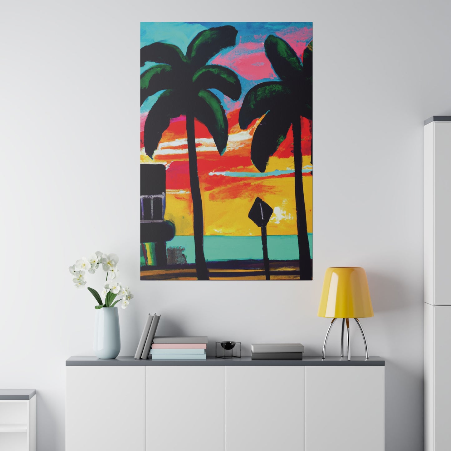 9346Y - Miami Beach Sunset Painting Print | Miami | Beach | Sunset | Poster | Home Decor | Wall Art | Canvas