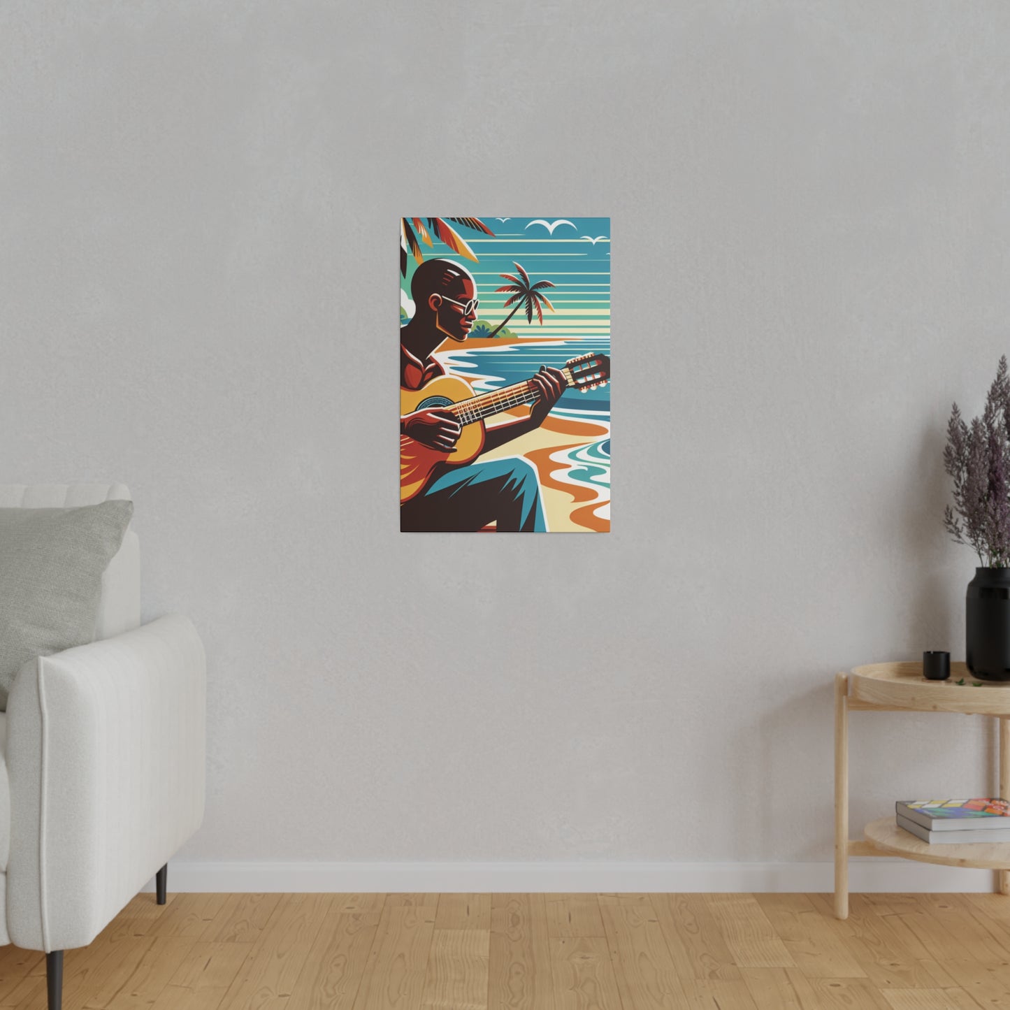 3491D - music art work, musician gift ideas, sunset background, sunset designs, ocean art work, beach art work, guitar art work, guitar player