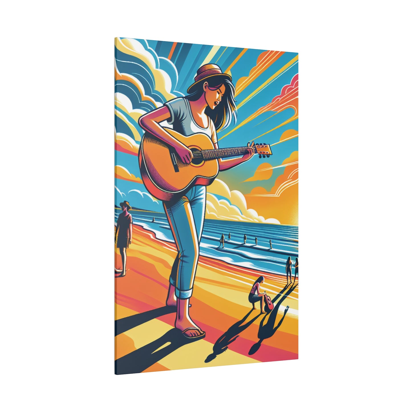 8246J - music art work, musician gift ideas, sunset background, sunset designs, ocean art work, beach art work, guitar art work, guitar player