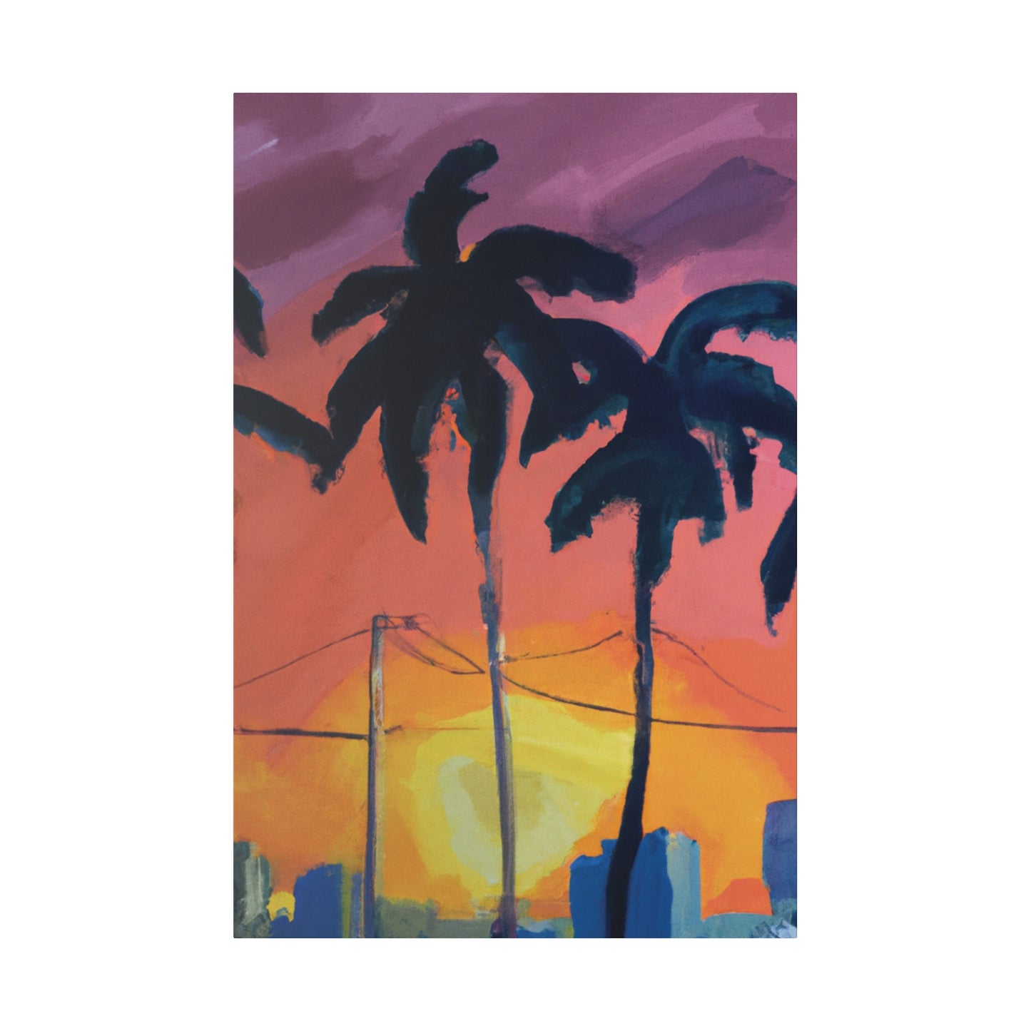 2524F - Miami Beach Sunset Painting Print | Miami | Beach | Sunset | Poster | Home Decor | Wall Art | Canvas