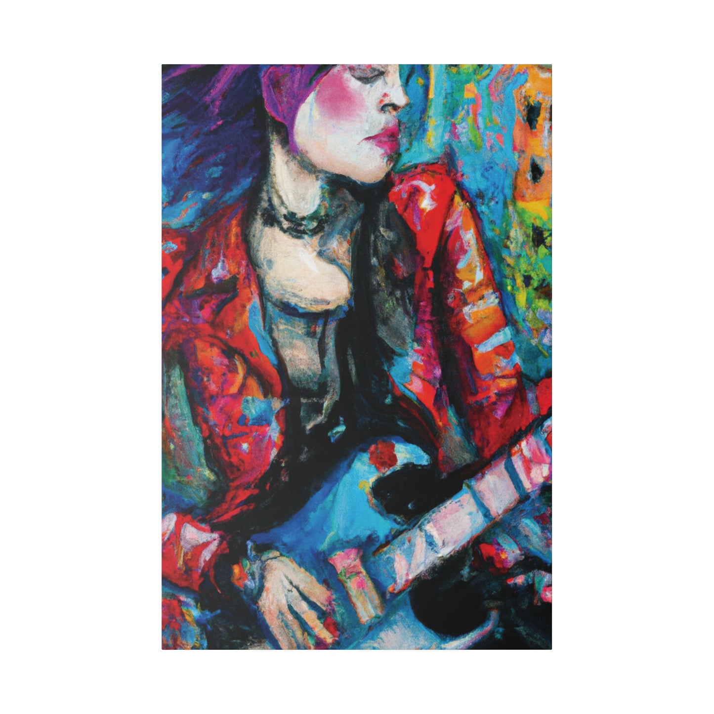 7551J - Rockstar Oil Painting Style Print | Poster | Home Decor | Wall Art | Music Art | Canvas