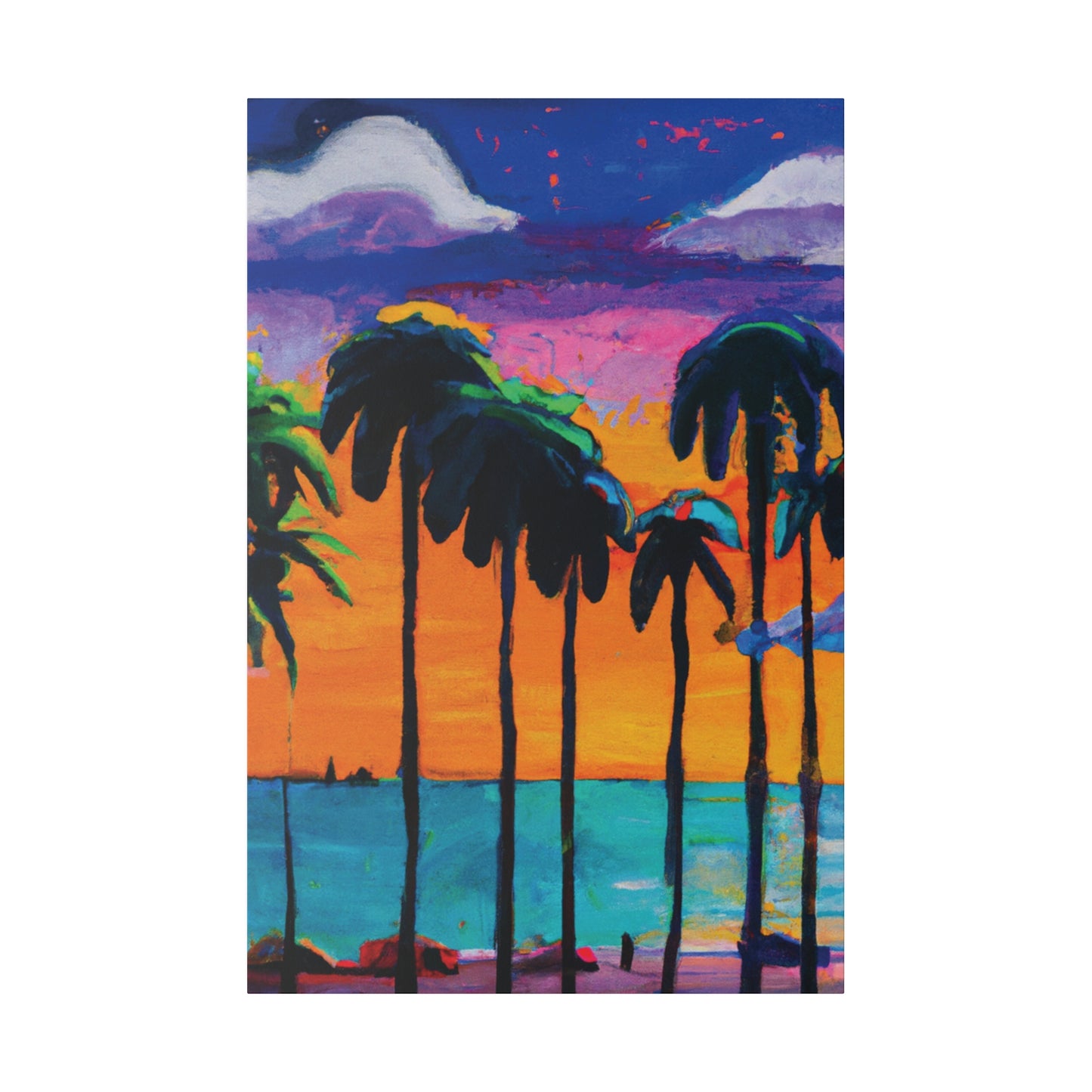 9331M - Miami Beach Sunset Painting Print | Miami | Beach | Sunset | Poster | Home Decor | Wall Art | Canvas