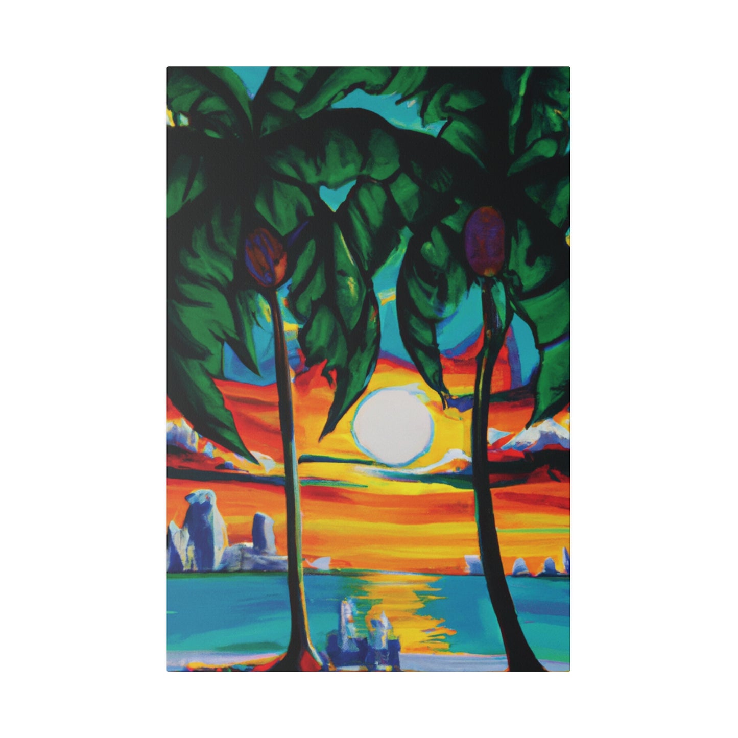 7643V - Miami Beach Sunset Painting Print | Miami | Beach | Sunset | Poster | Home Decor | Wall Art | Canvas