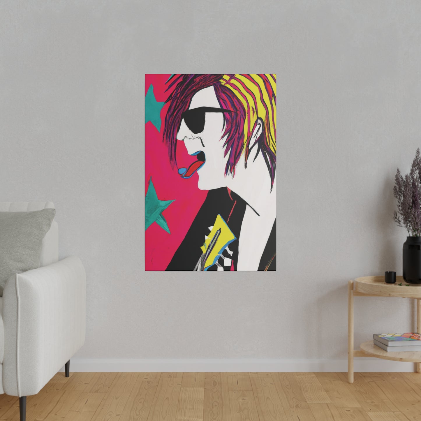 4447P - Rockstar Painting Print | Face | Abstract | Poster | Home Decor | Wall Art | Music Art | Canvas