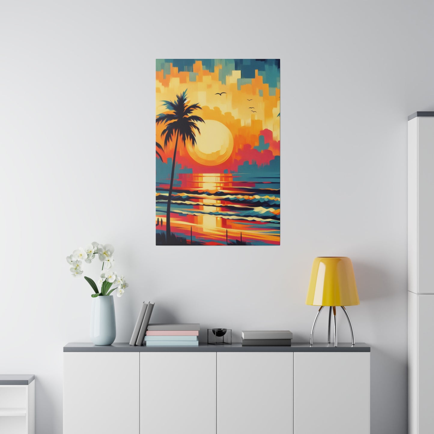 6284F - Miami Beach Sunset Painting Print | Miami | Beach | Sunset | Poster | Home Decor | Wall Art | Canvas