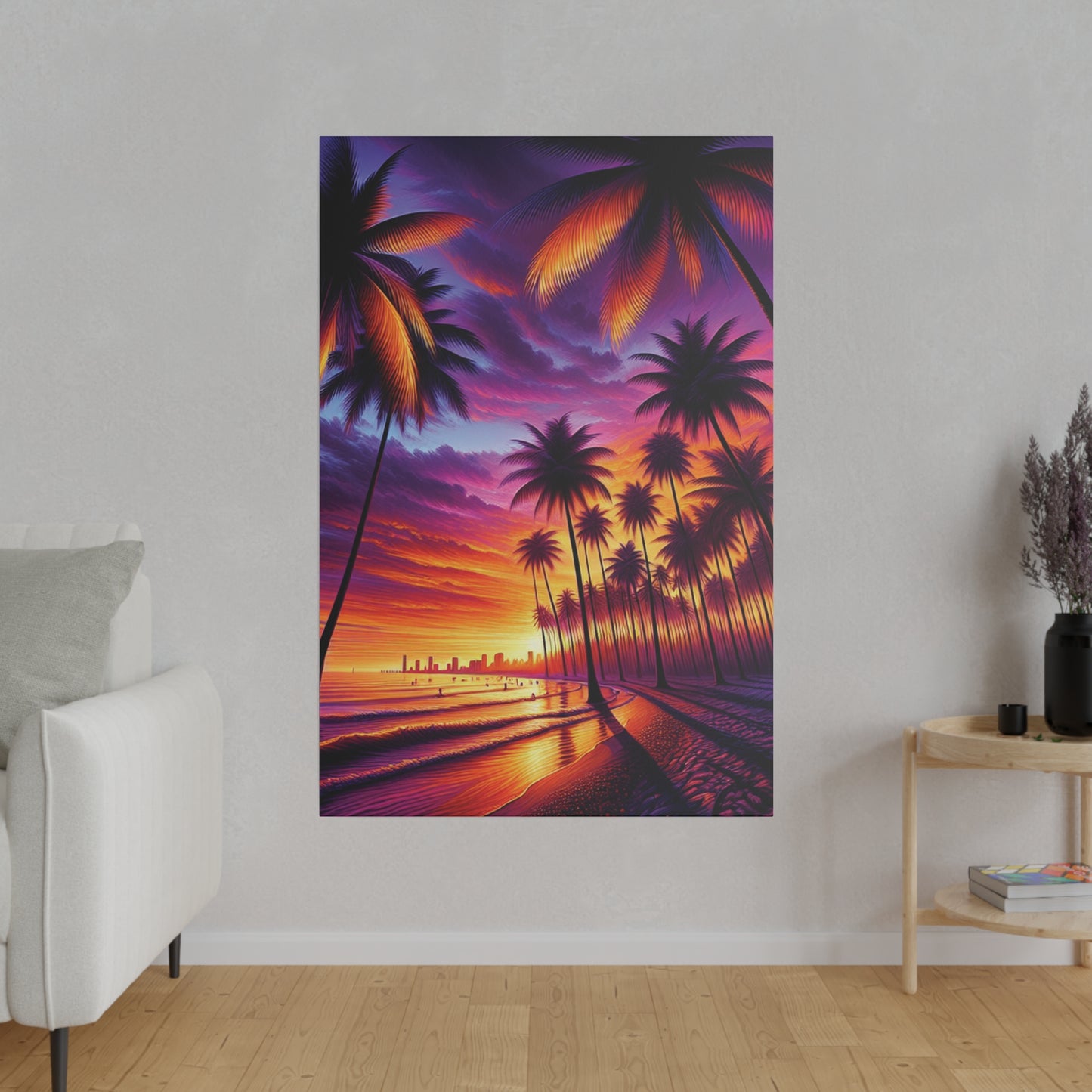 7329E - miami beach art, sunset background, ocean art work, beach art work, sunset designs, miami beach painting, miami beach print