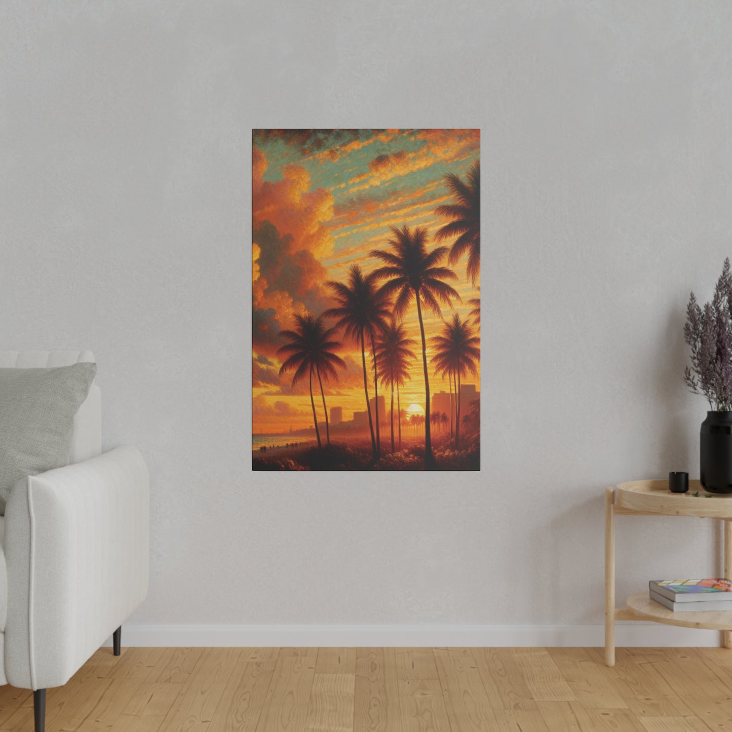 3658R - miami beach art, sunset background, ocean art work, beach art work, sunset designs, miami beach painting, miami beach print