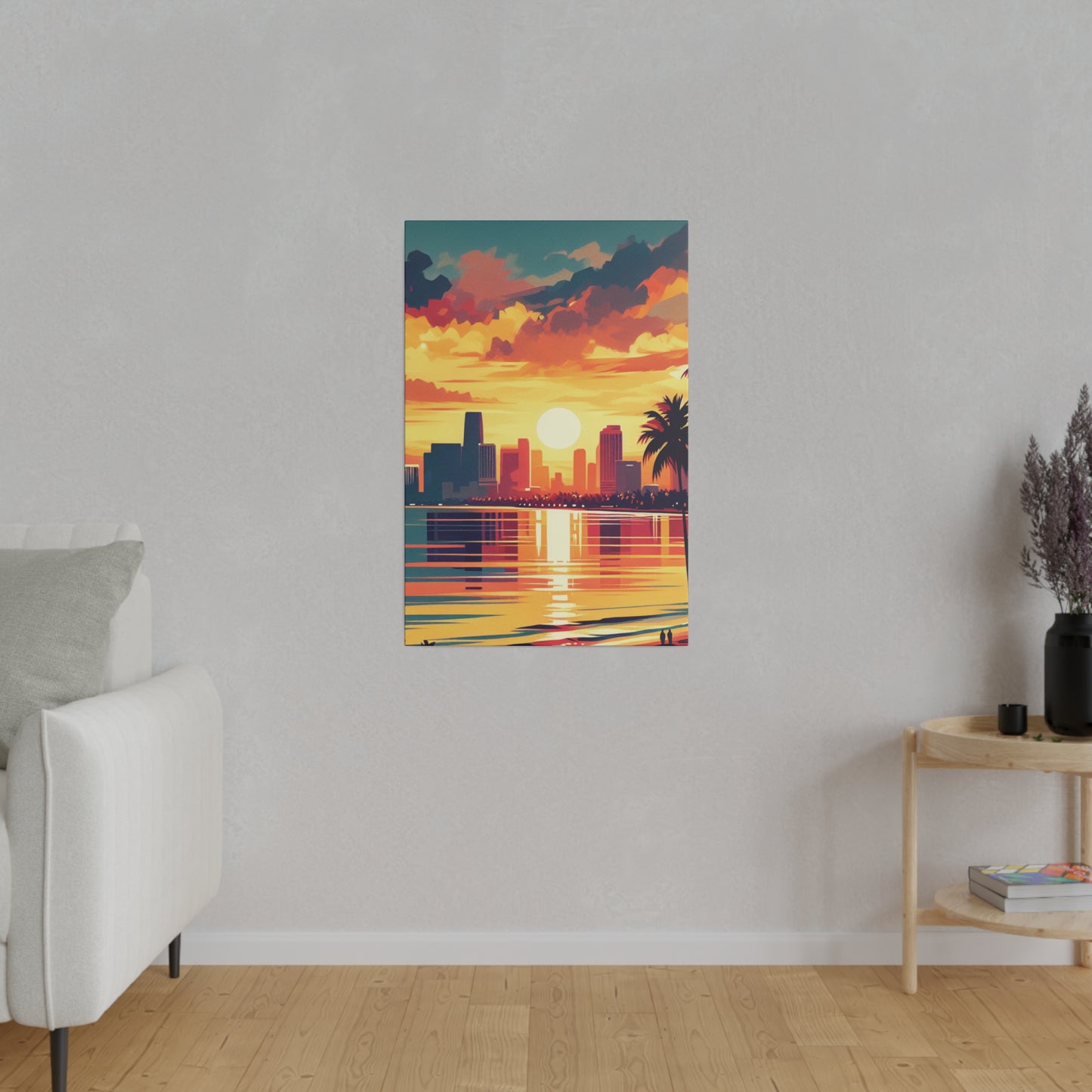 6732M - miami beach art, sunset background, ocean art work, beach art work, sunset designs, miami beach painting, miami beach print