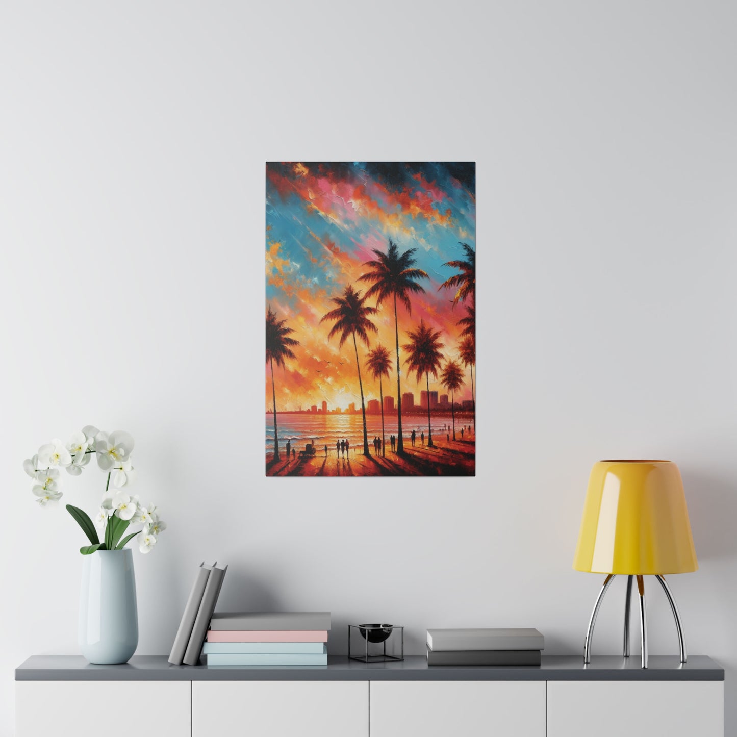 3567B - miami beach art, sunset background, ocean art work, beach art work, sunset designs, miami beach painting, miami beach print