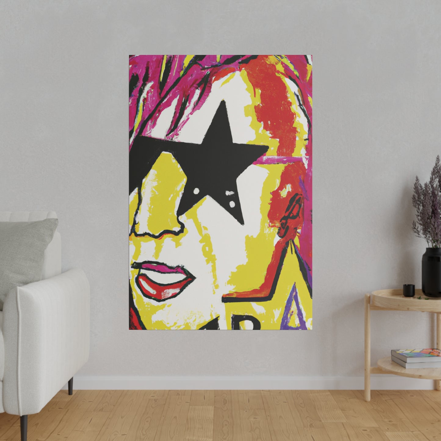 5698R - Rockstar Painting Print | Face | Abstract | Poster | Home Decor | Wall Art | Music Art | Canvas