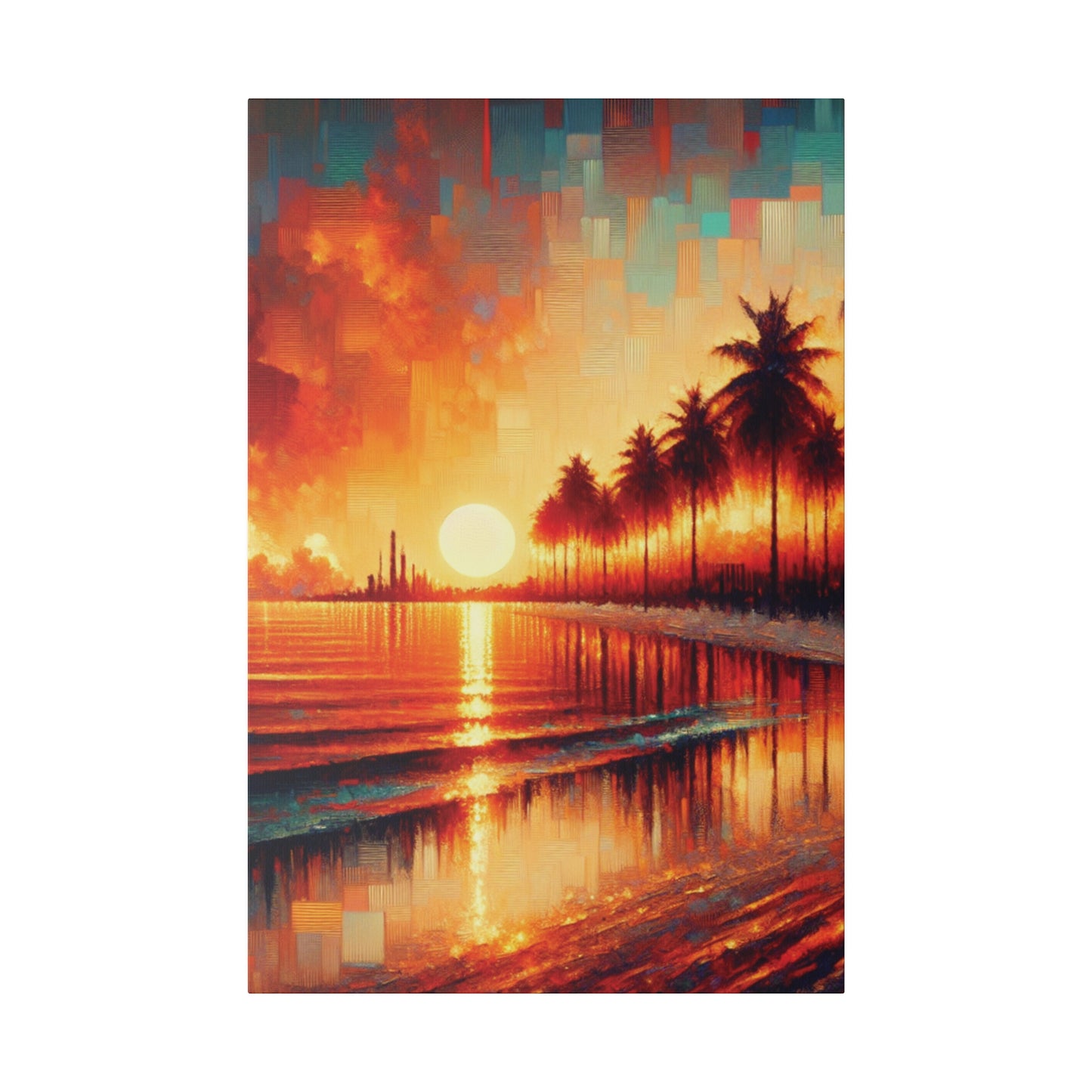 4172M - miami beach art, sunset background, ocean art work, beach art work, sunset designs, miami beach painting, miami beach print