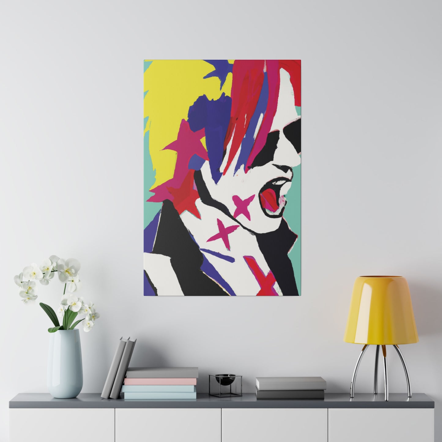 2548K - Rockstar Painting Print | Face | Abstract | Poster | Home Decor | Wall Art | Music Art | Canvas