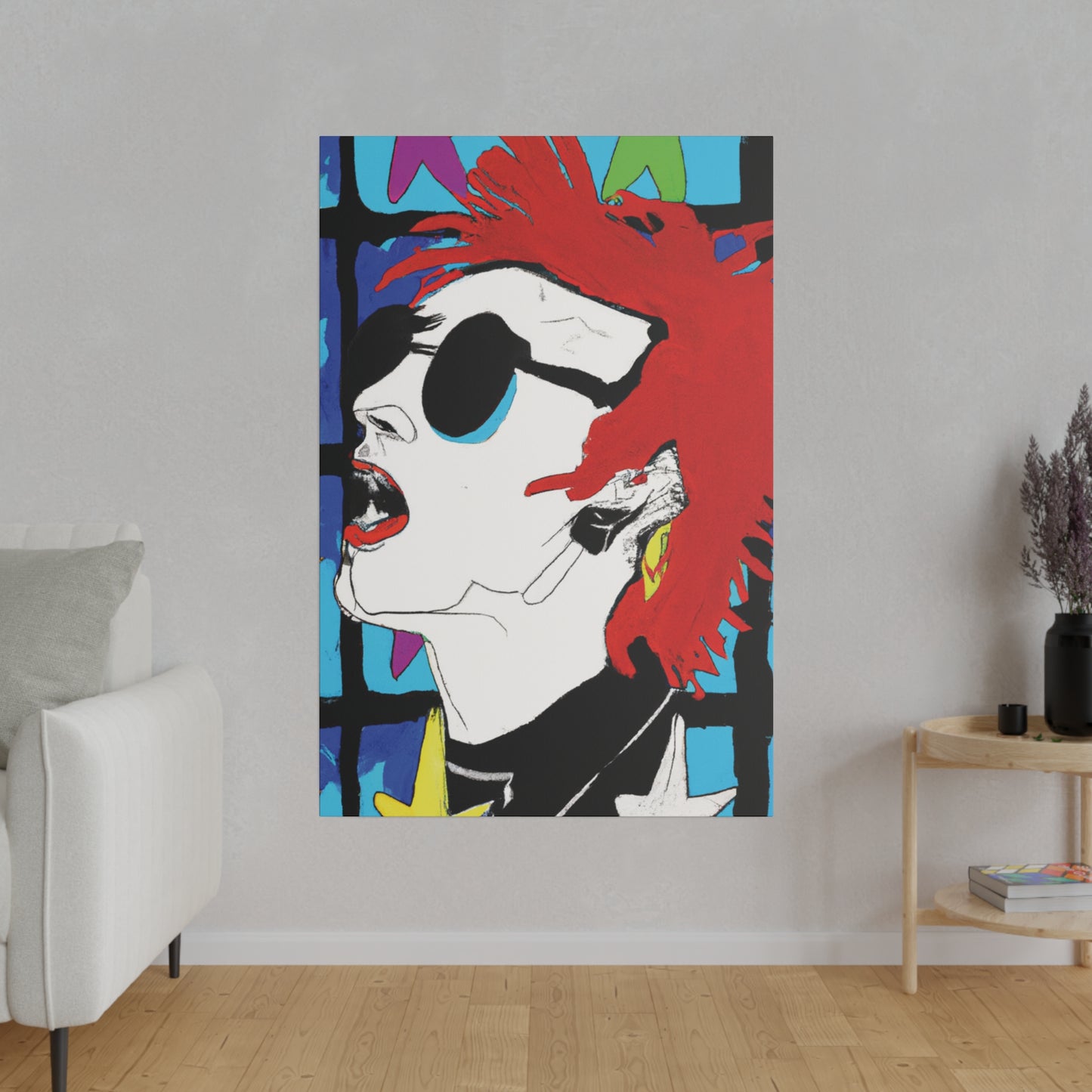 8537B - Rockstar Painting Print | Face | Abstract | Poster | Home Decor | Wall Art | Music Art | Canvas