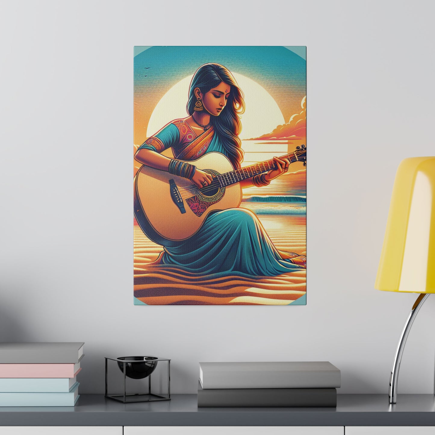 2547G - music art work, musician gift ideas, sunset background, sunset designs, ocean art work, beach art work, guitar art work, guitar player