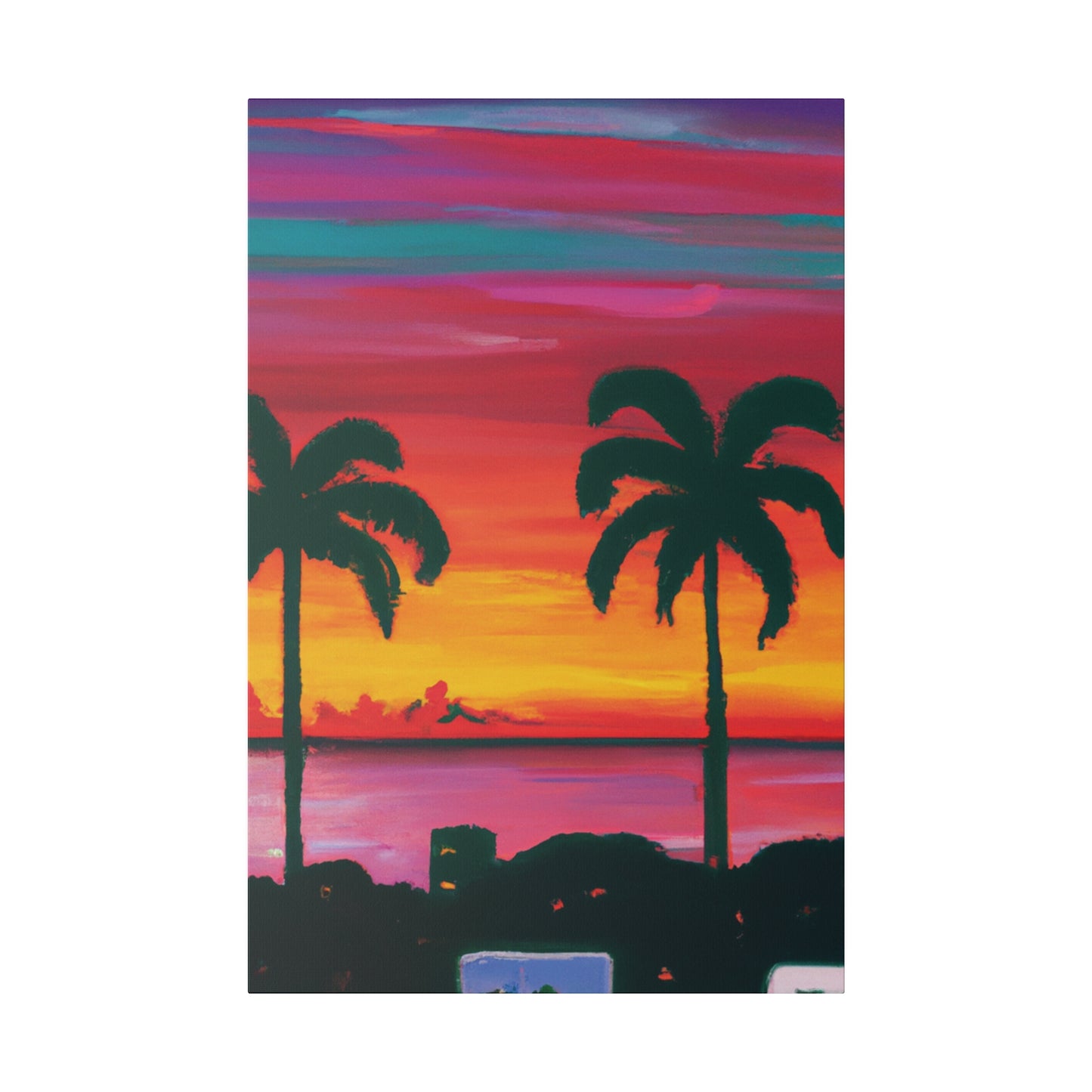 3275A - Miami Beach Sunset Painting Print | Miami | Beach | Sunset | Poster | Home Decor | Wall Art | Canvas