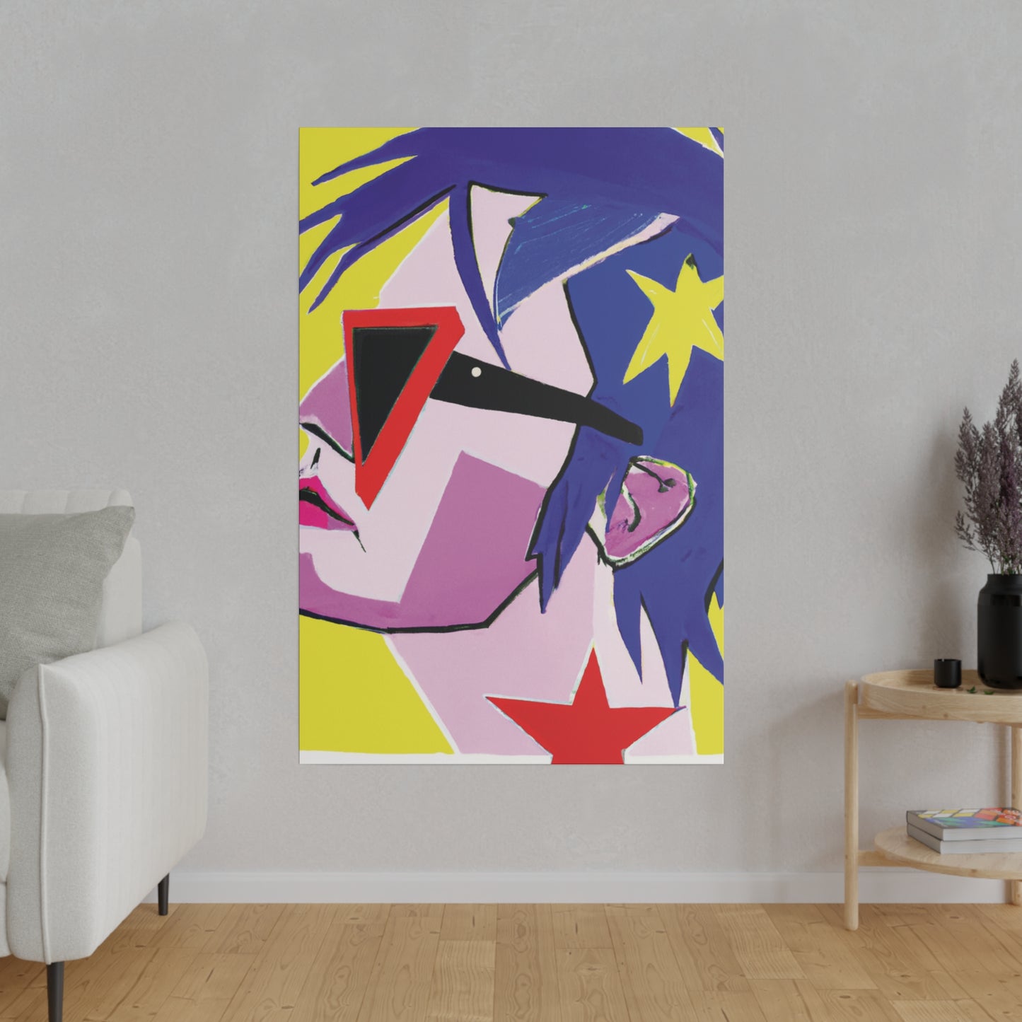 6383J - Rockstar Painting Print | Face | Abstract | Poster | Home Decor | Wall Art | Music Art | Canvas