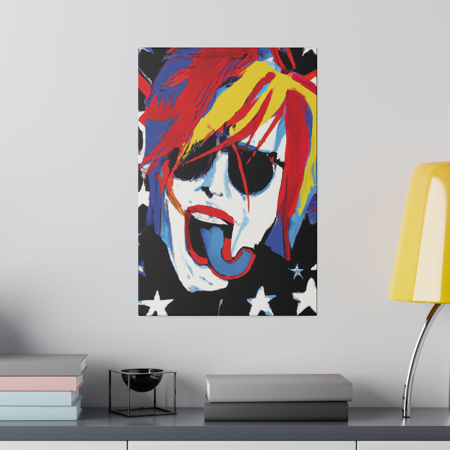 5376Y - Rockstar Painting Print | Face | Abstract | Poster | Home Decor | Wall Art | Music Art | Canvas