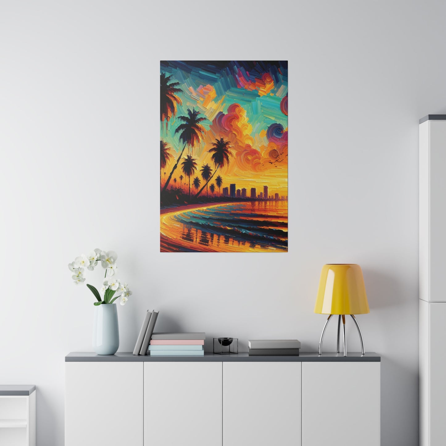 3726Z - miami beach art, sunset background, ocean art work, beach art work, sunset designs, miami beach painting, miami beach print