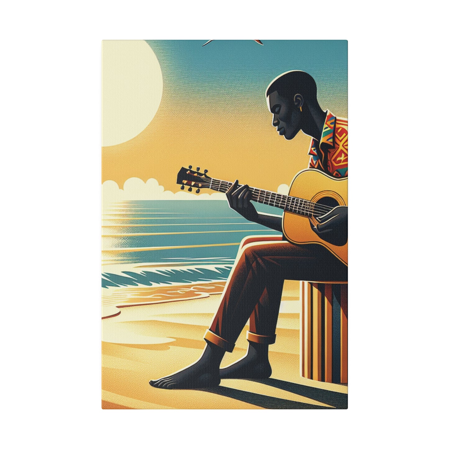 3127J - music art work, musician gift ideas, sunset background, sunset designs, ocean art work, beach art work, guitar art work, guitar player