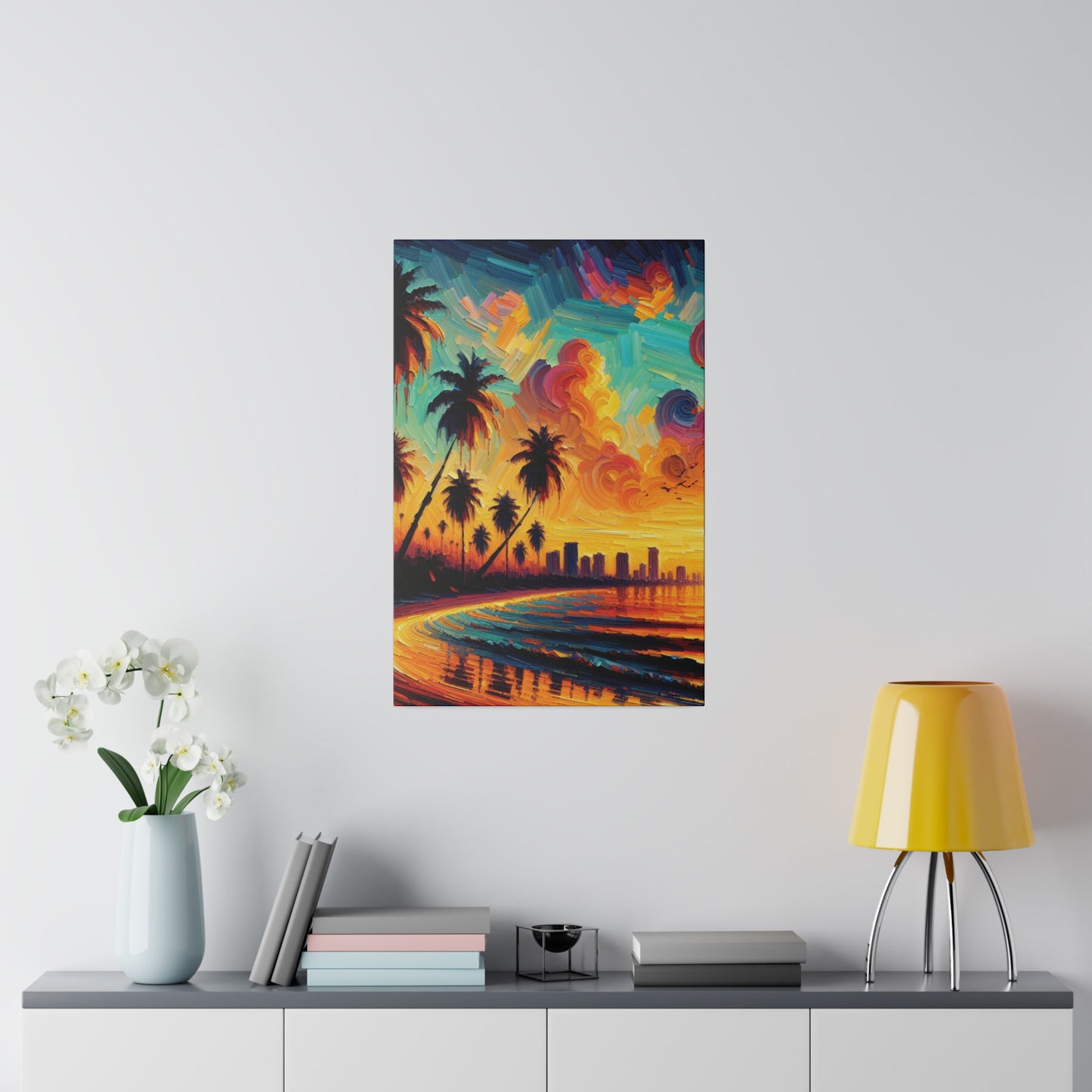 3726Z - miami beach art, sunset background, ocean art work, beach art work, sunset designs, miami beach painting, miami beach print