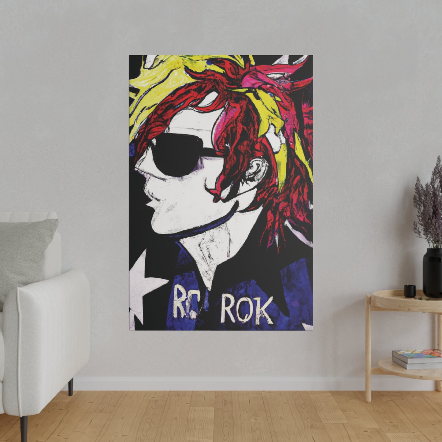 7561C - Rockstar Painting Print | Face | Abstract | Poster | Home Decor | Wall Art | Music Art | Canvas