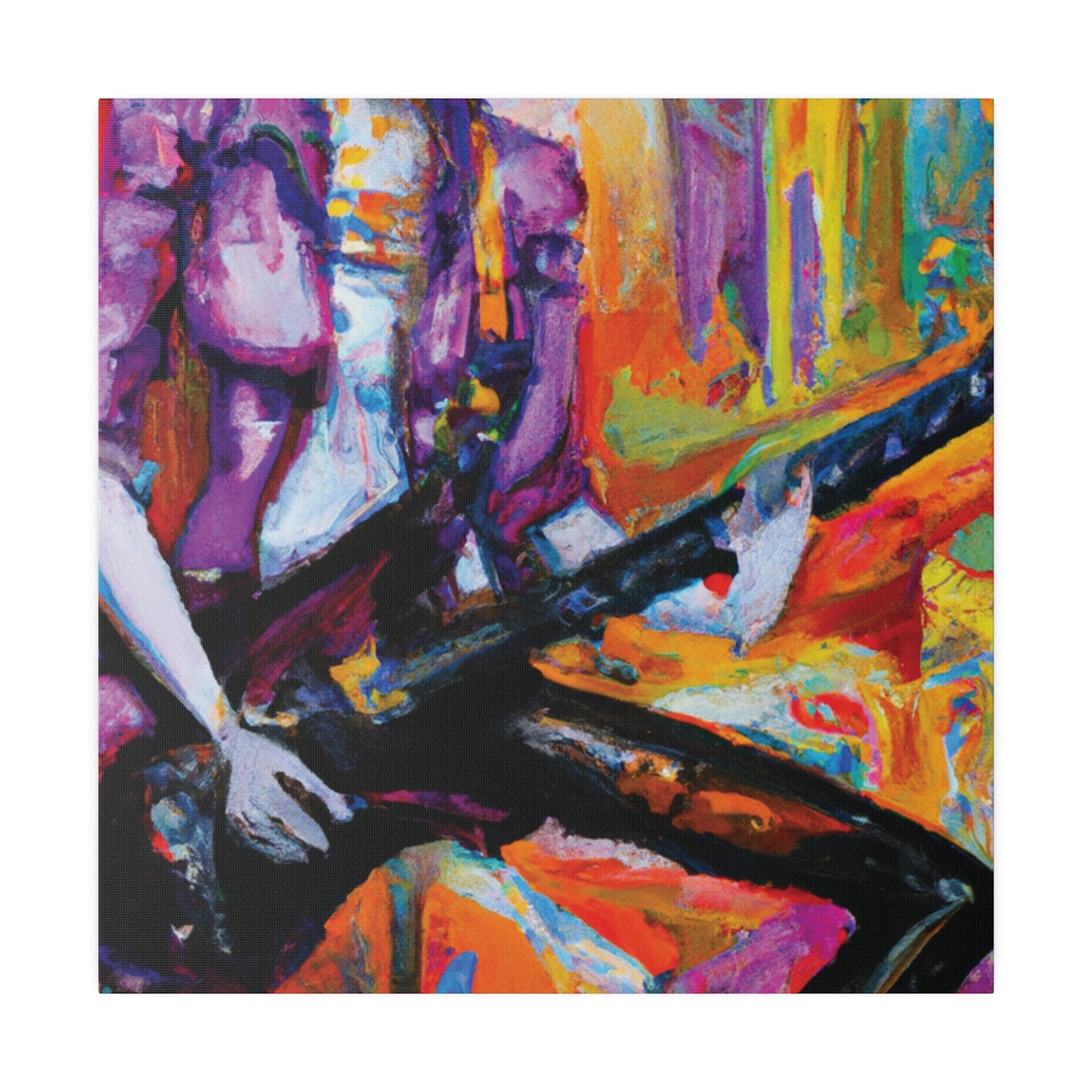 477F - Rockstar Oil Painting Style Print | Poster | Home Decor | Wall Art | Music Art | Canvas