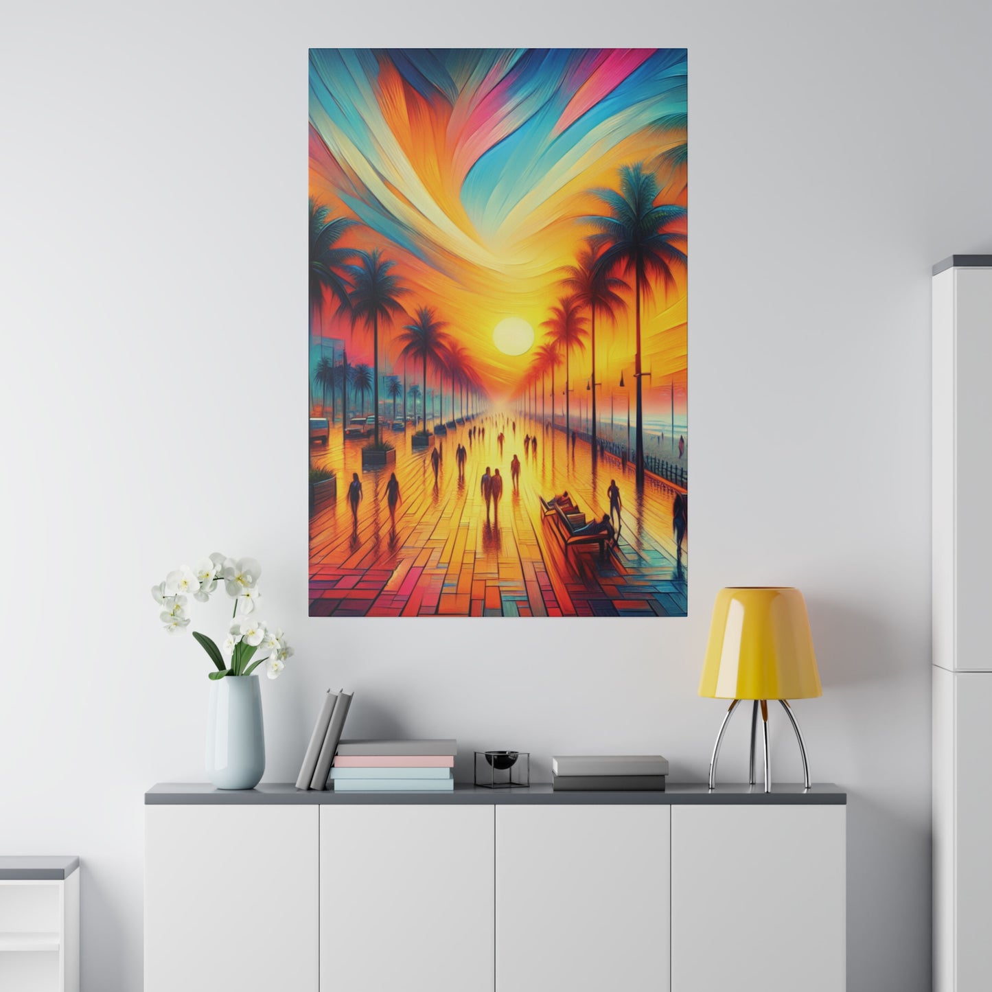 5683C - miami beach art, sunset background, ocean art work, beach art work, sunset designs, miami beach painting, miami beach print