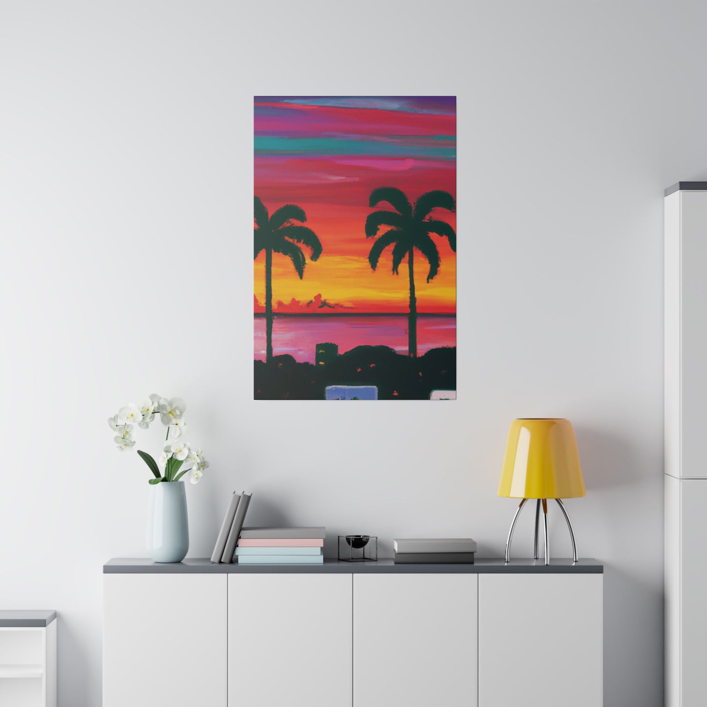 3275A - Miami Beach Sunset Painting Print | Miami | Beach | Sunset | Poster | Home Decor | Wall Art | Canvas