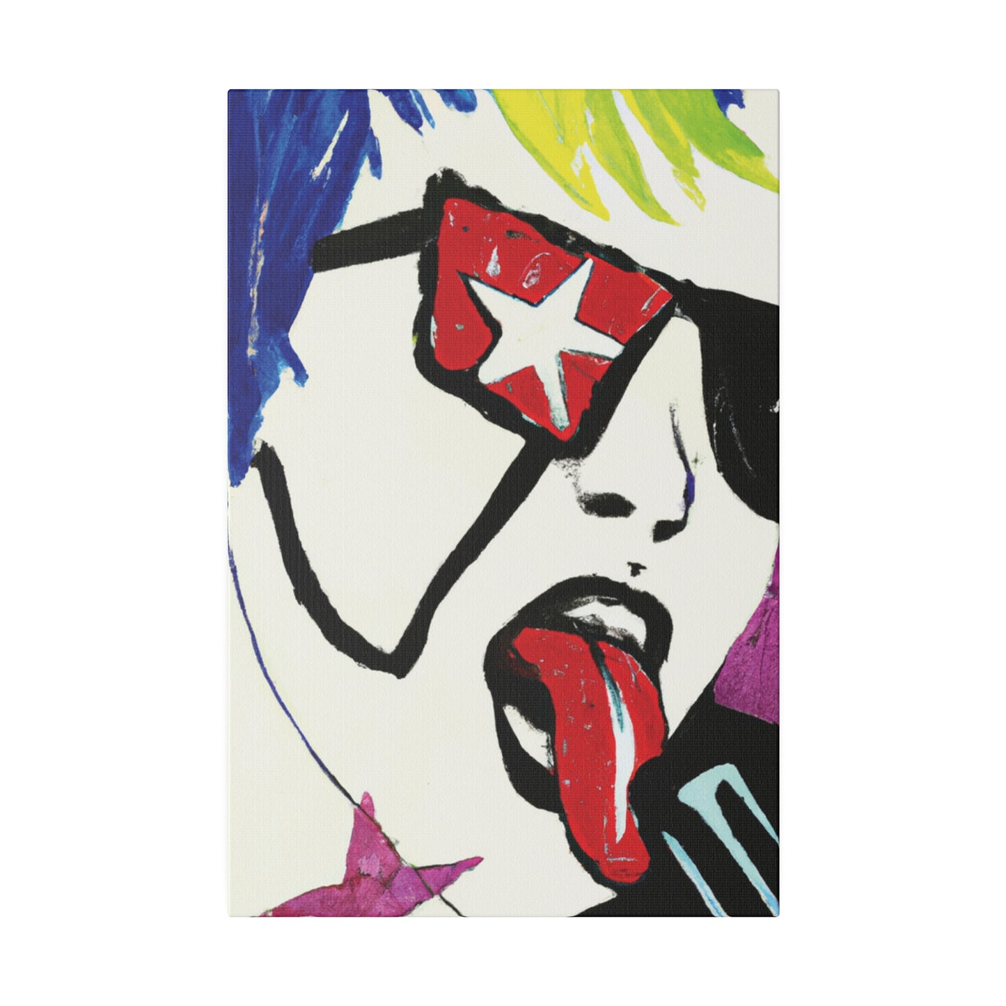 2035C - Rockstar Painting Print | Face | Abstract | Poster | Home Decor | Wall Art | Music Art | Canvas