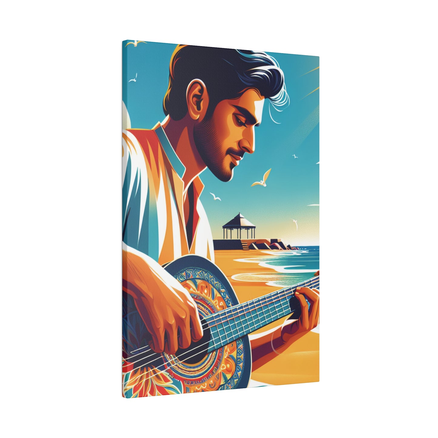 3287Z - music art work, musician gift ideas, sunset background, sunset designs, ocean art work, beach art work, guitar art work, guitar player