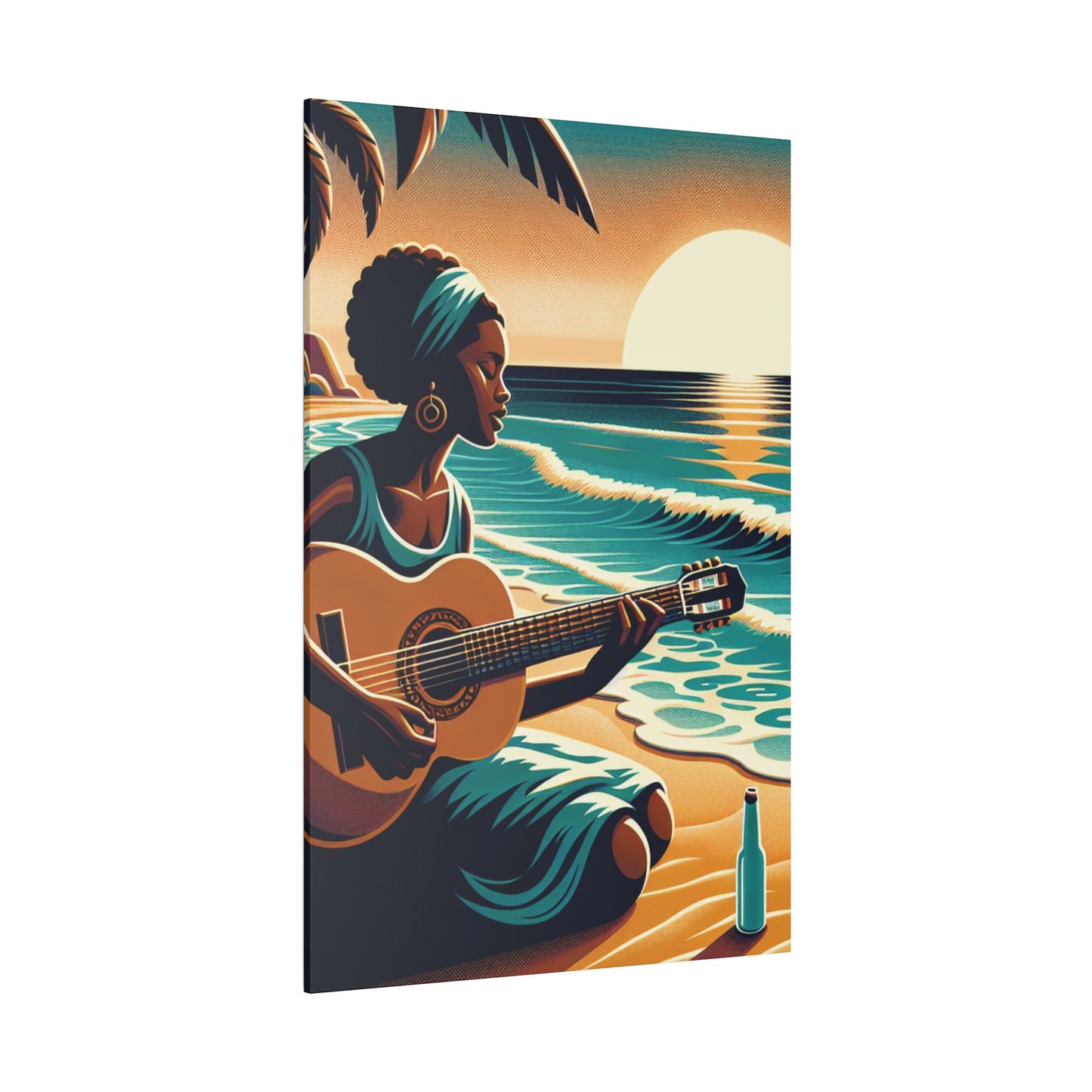 3814G - music art work, musician gift ideas, sunset background, sunset designs, ocean art work, beach art work, guitar art work, guitar player