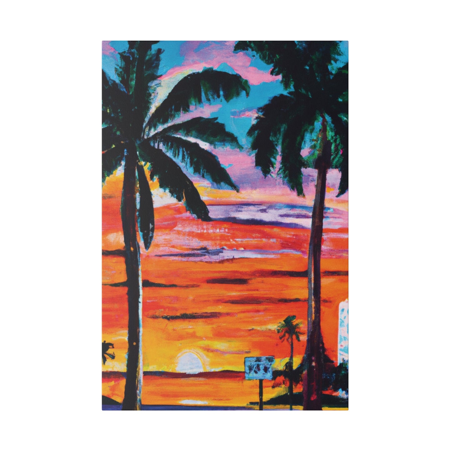 7358V - Miami Beach Sunset Painting Print | Miami | Beach | Sunset | Poster | Home Decor | Wall Art | Canvas