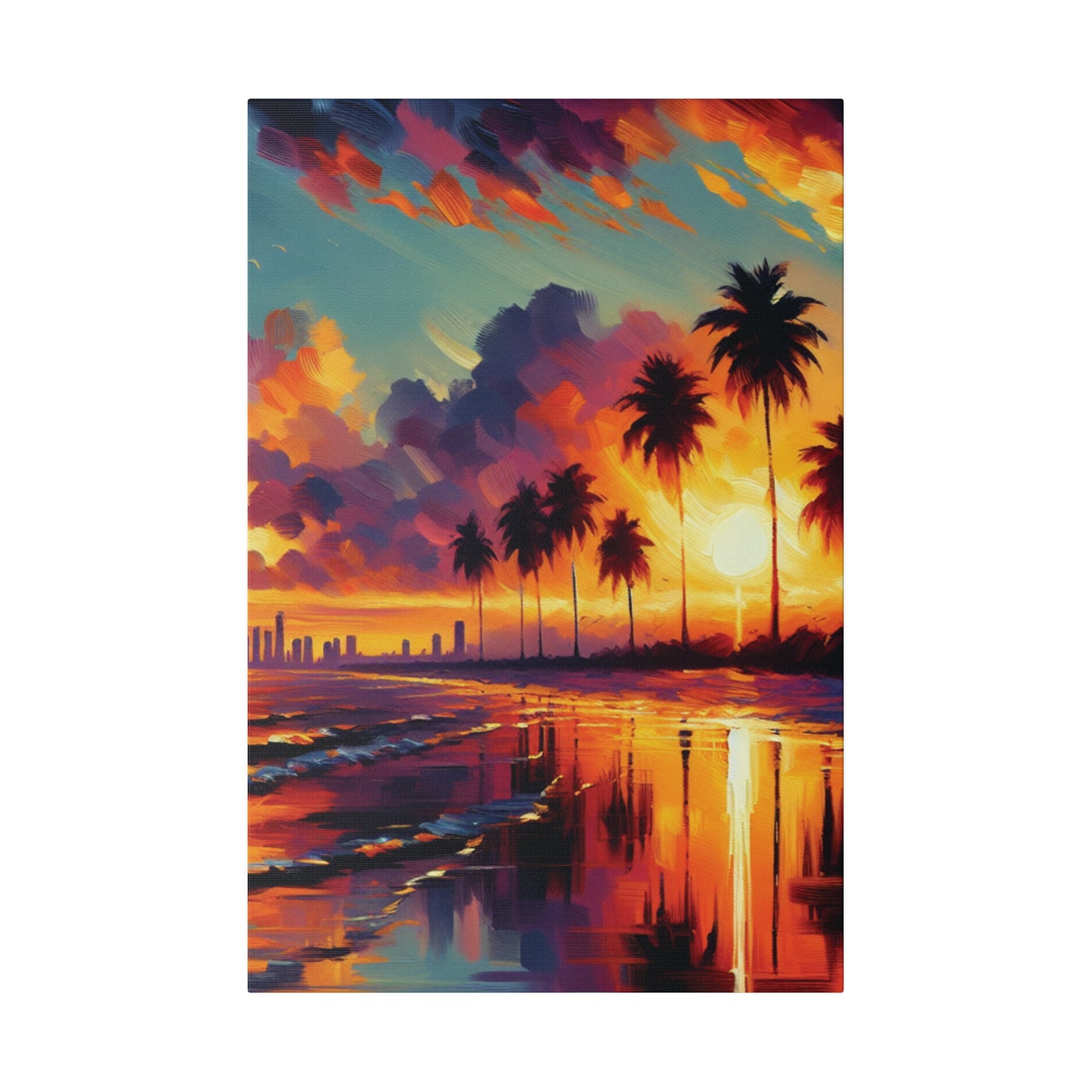 6720B - miami beach art, sunset background, ocean art work, beach art work, sunset designs, miami beach painting, miami beach print