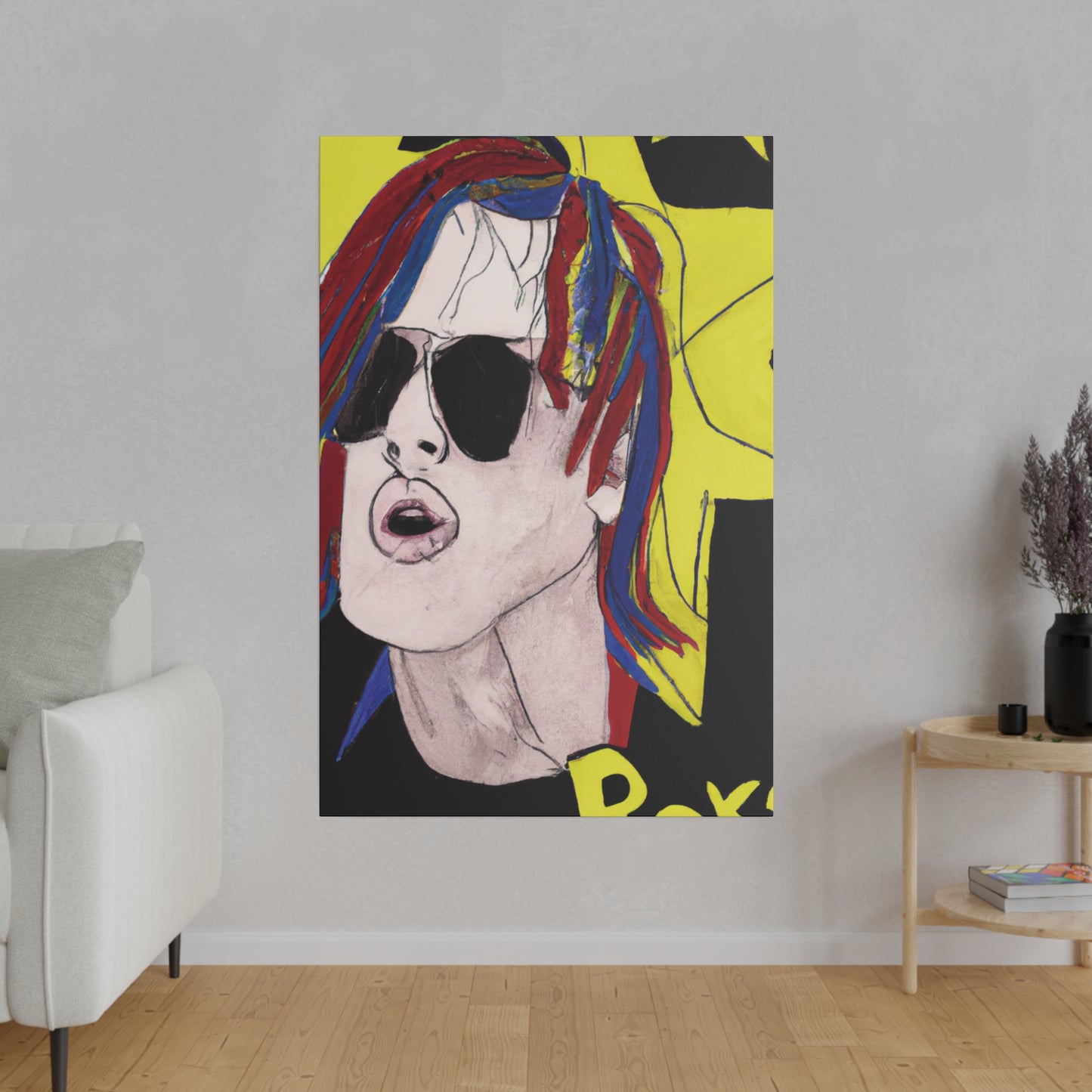 5296W - Rockstar Painting Print | Face | Abstract | Poster | Home Decor | Wall Art | Music Art | Canvas