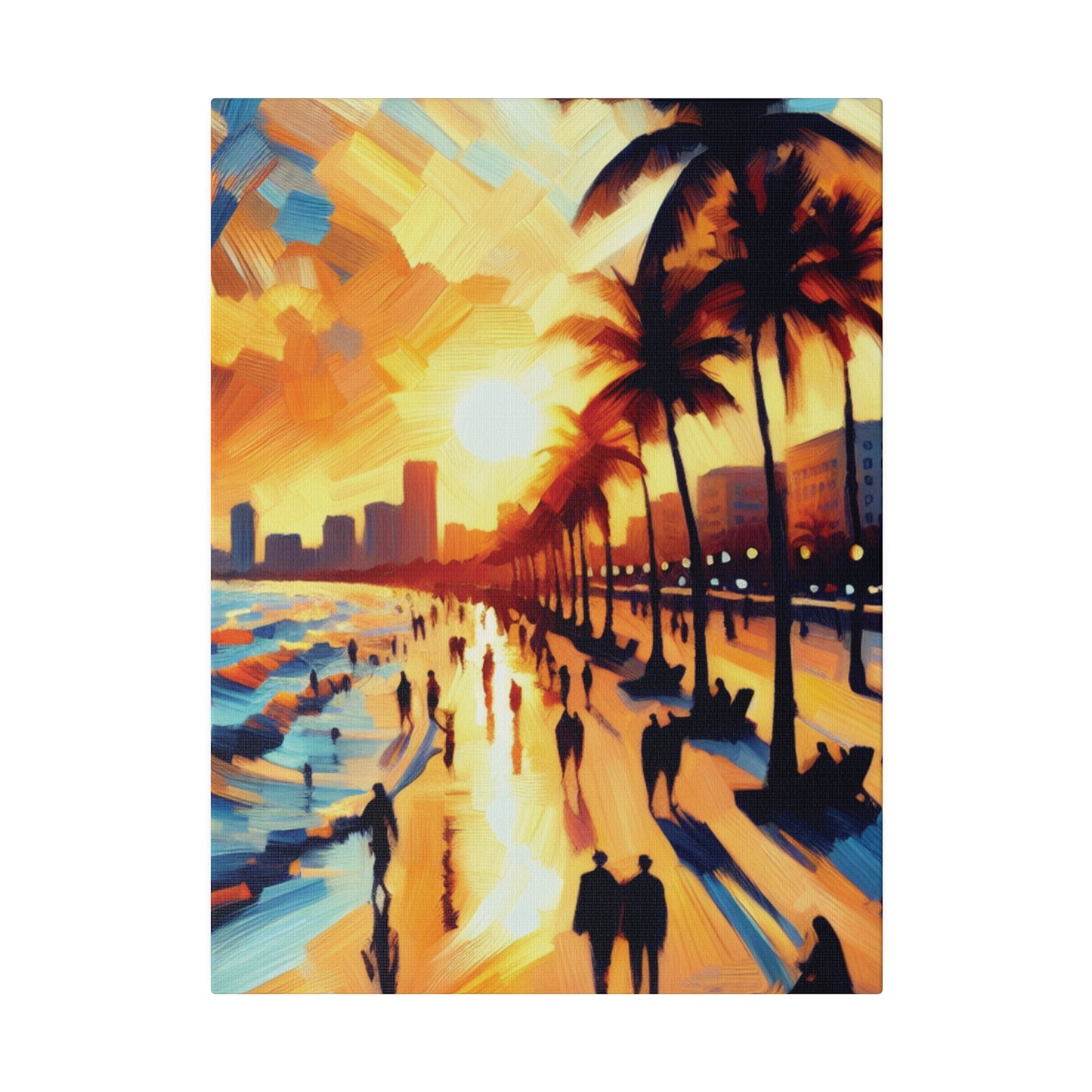 7846G - Miami Beach Sunset Painting Print | Miami | Beach | Sunset | Poster | Home Decor | Wall Art | Canvas