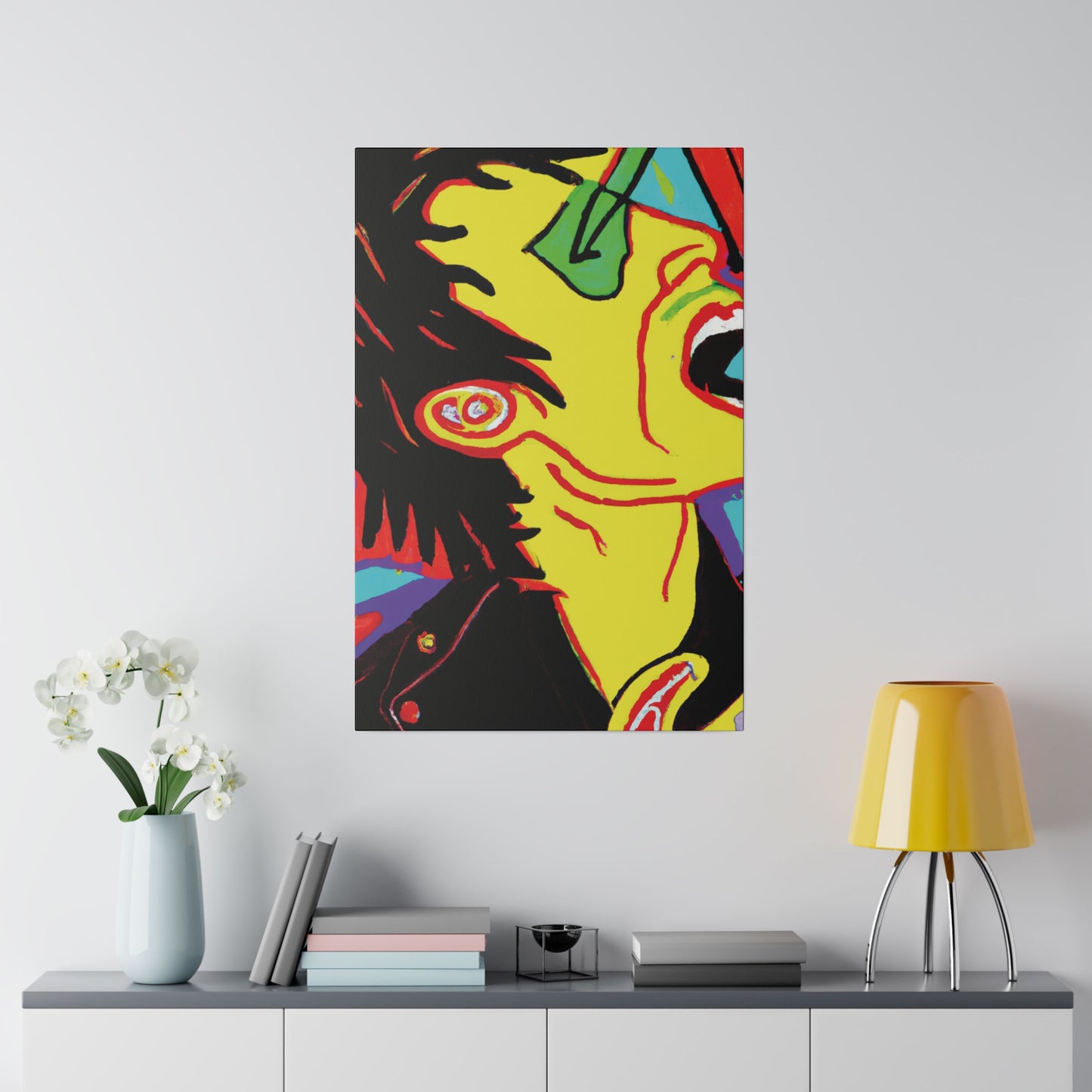 7354H - Rockstar Painting Print | Face | Abstract | Poster | Home Decor | Wall Art | Music Art | Canvas